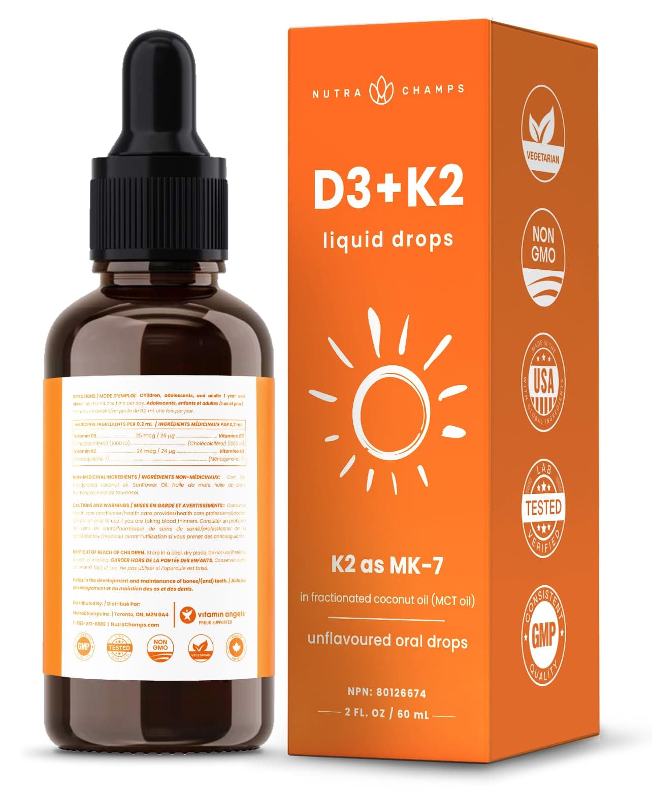 NutraChamps Vitamin D3 K2 Drops for Kids & Adults | 1000 IU D3 Per 0.2ml – Bild 8