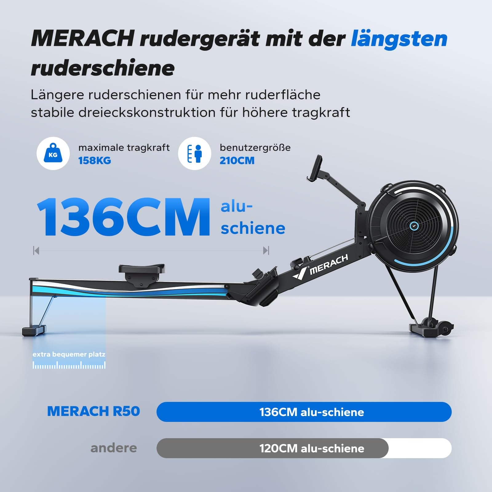MERACH Rudergerät Luftwiderstand für Zuhause – Bild 6