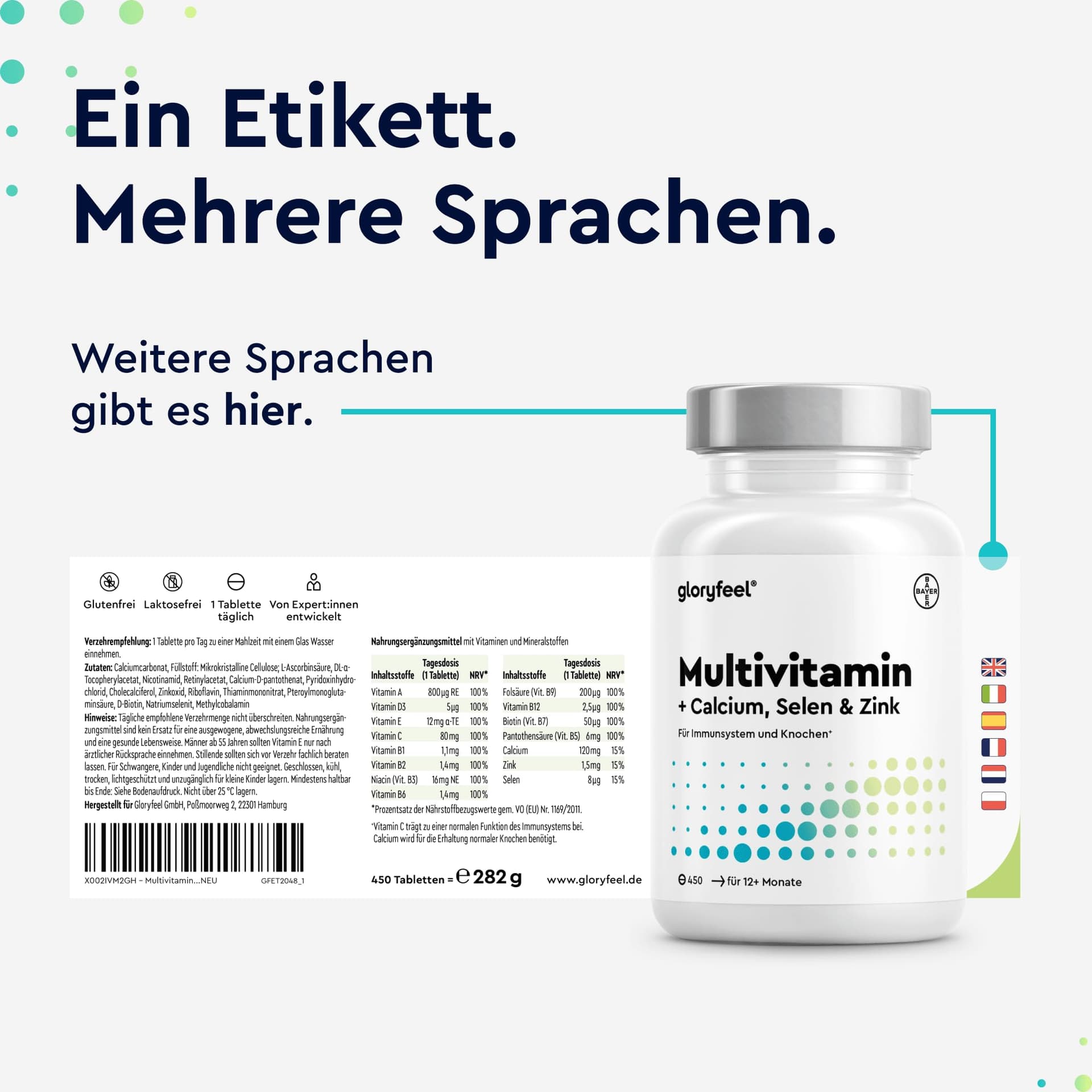 Gloryfeel Multivitamin Hochdosiert - 450 Tabletten – Bild 8