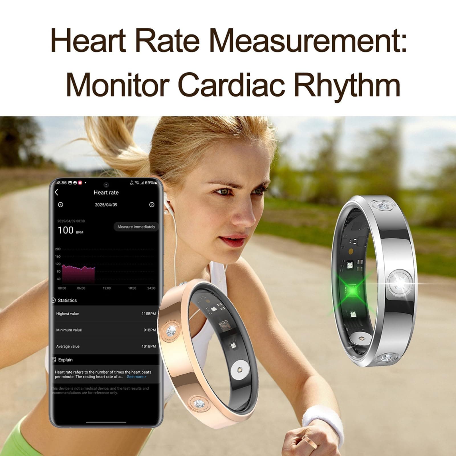 Smart Ring Damen Herren Rosegold Silber Fitnessring für – Bild 8