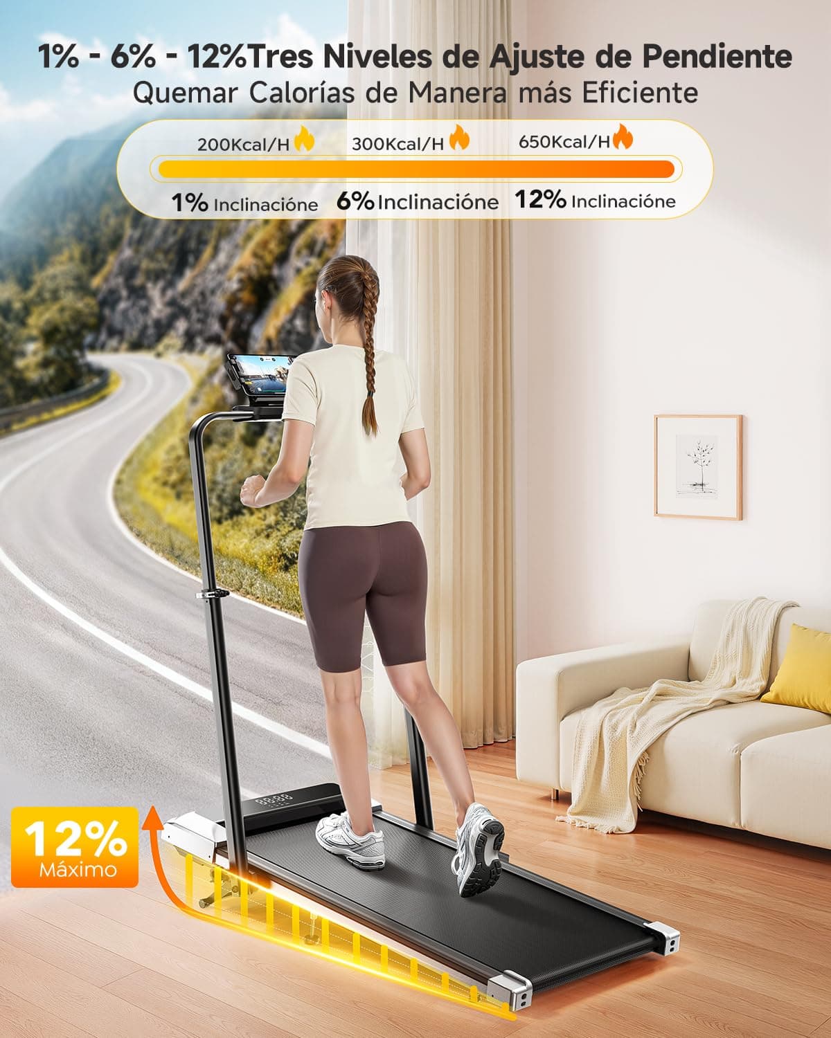 Toputure 1%-6%-12% Inclinación Cinta de Correr Plegable – Bild 3