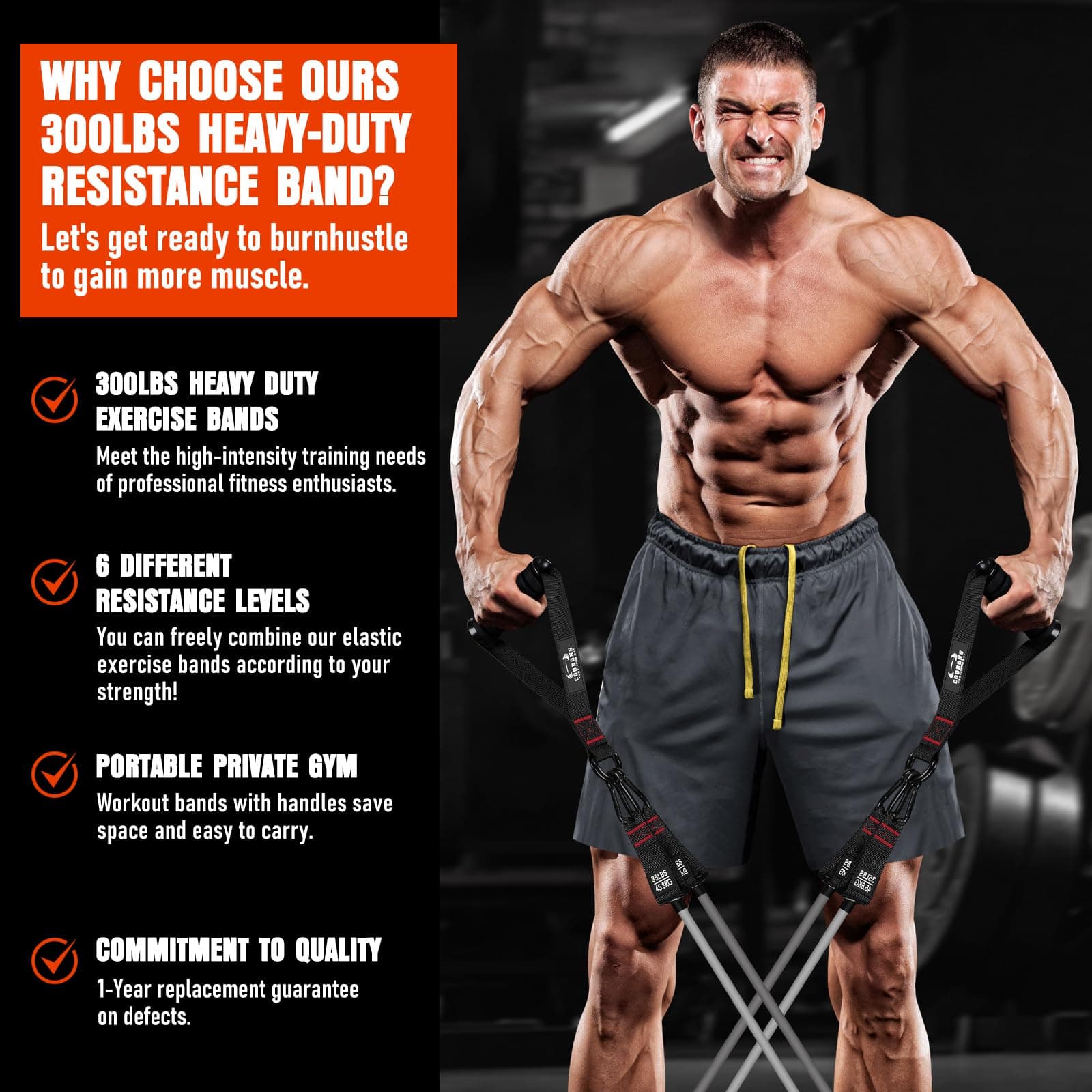 COOBONS FITNESS Heavy Resistance Bands for Working Out, 300LBS – Bild 7