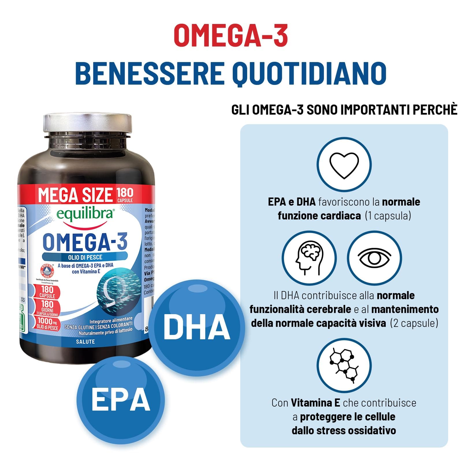 Equilibra Omega 3, Olio di Pesce 2000mg – Bild 2