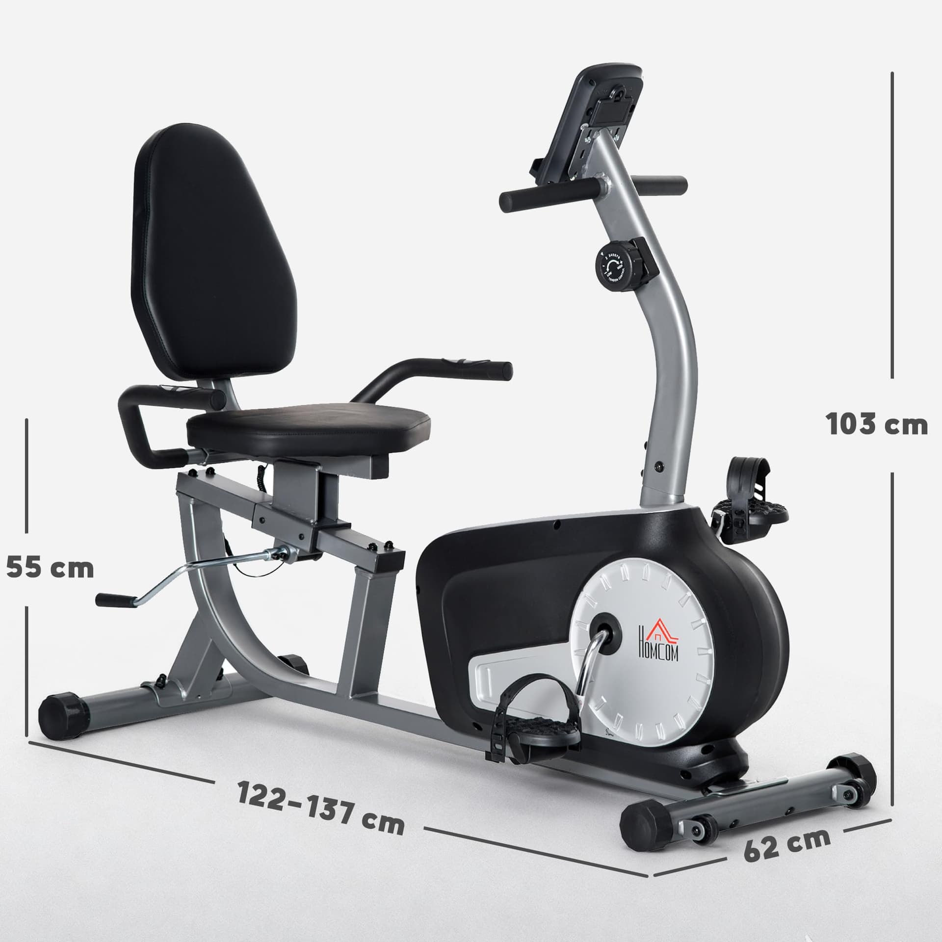 HOMCOM Heimtrainer Ergometer Liegefahrrad Heimtrainer mit – Bild 7