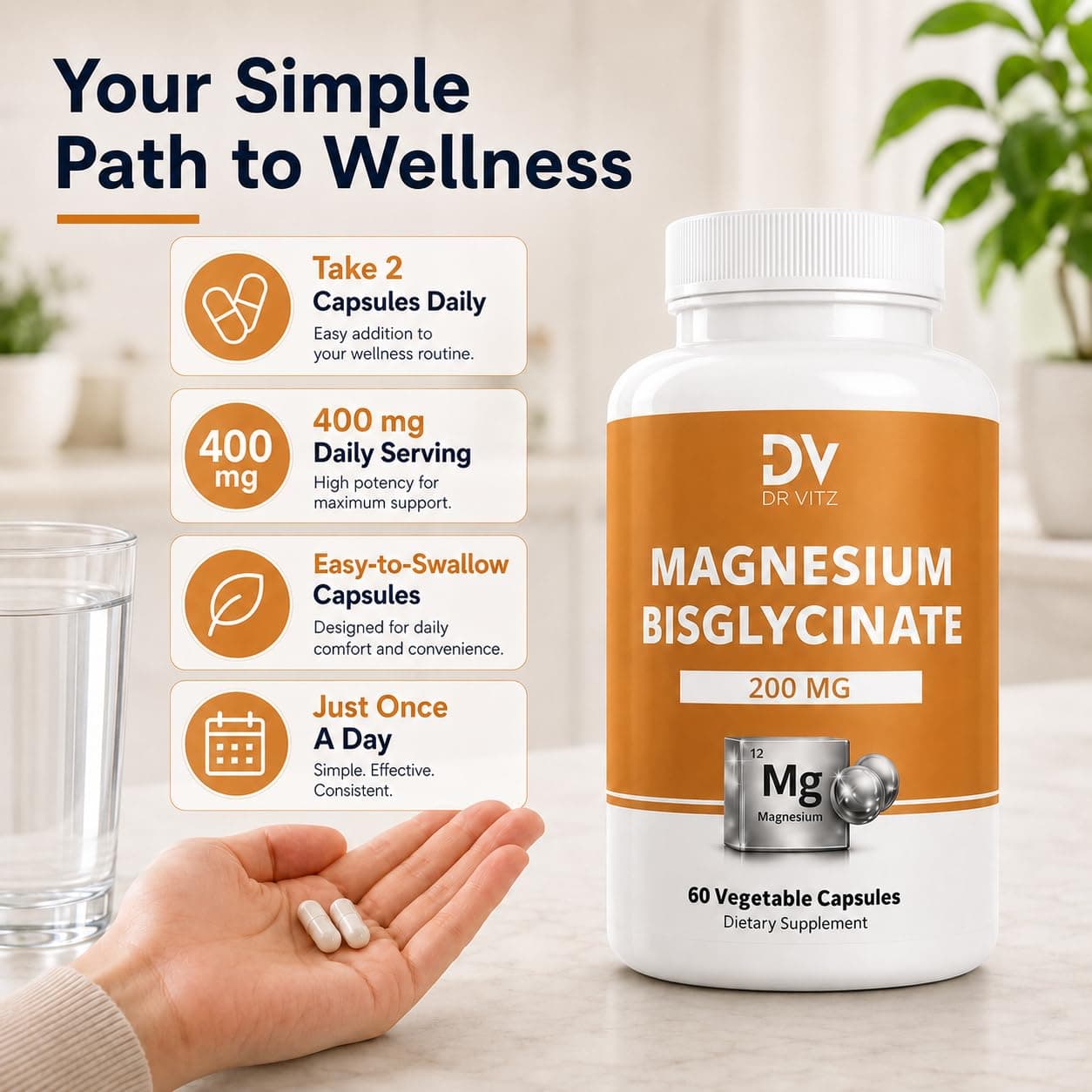 Dr Vitz Magnesium Bisglycinate Chelate 200mg – Bild 8