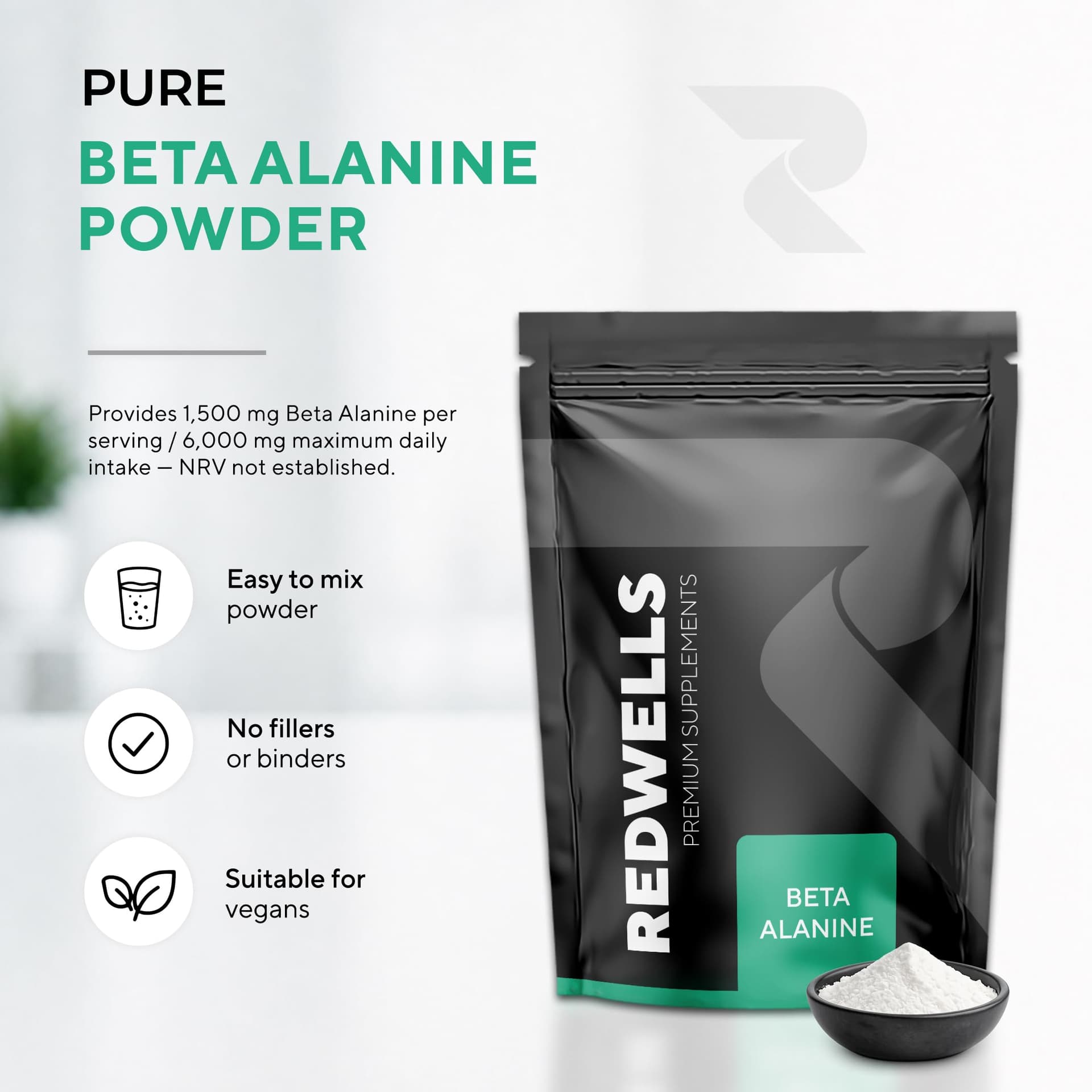 REDWELLS Beta Alanine Powder REDWELLS Premium Quality No Additives Amino Acid - 100g – Bild 2