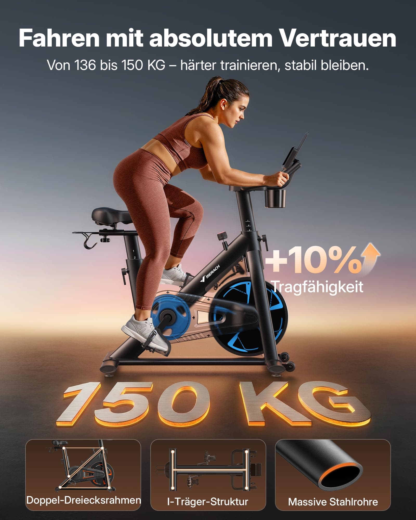 MERACH Heimtrainer Fahrrad mit Magnetischem Widerstand – Bild 2