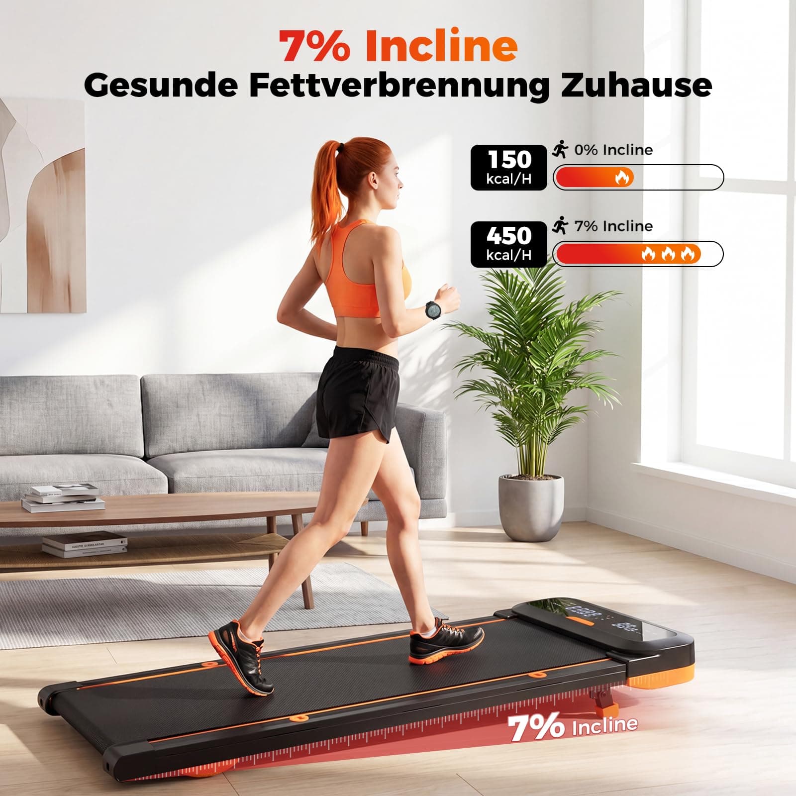JAGJOG Walking Pad mit 7% Steigung,4 in 1 Laufband für Zuhause mit – Bild 2
