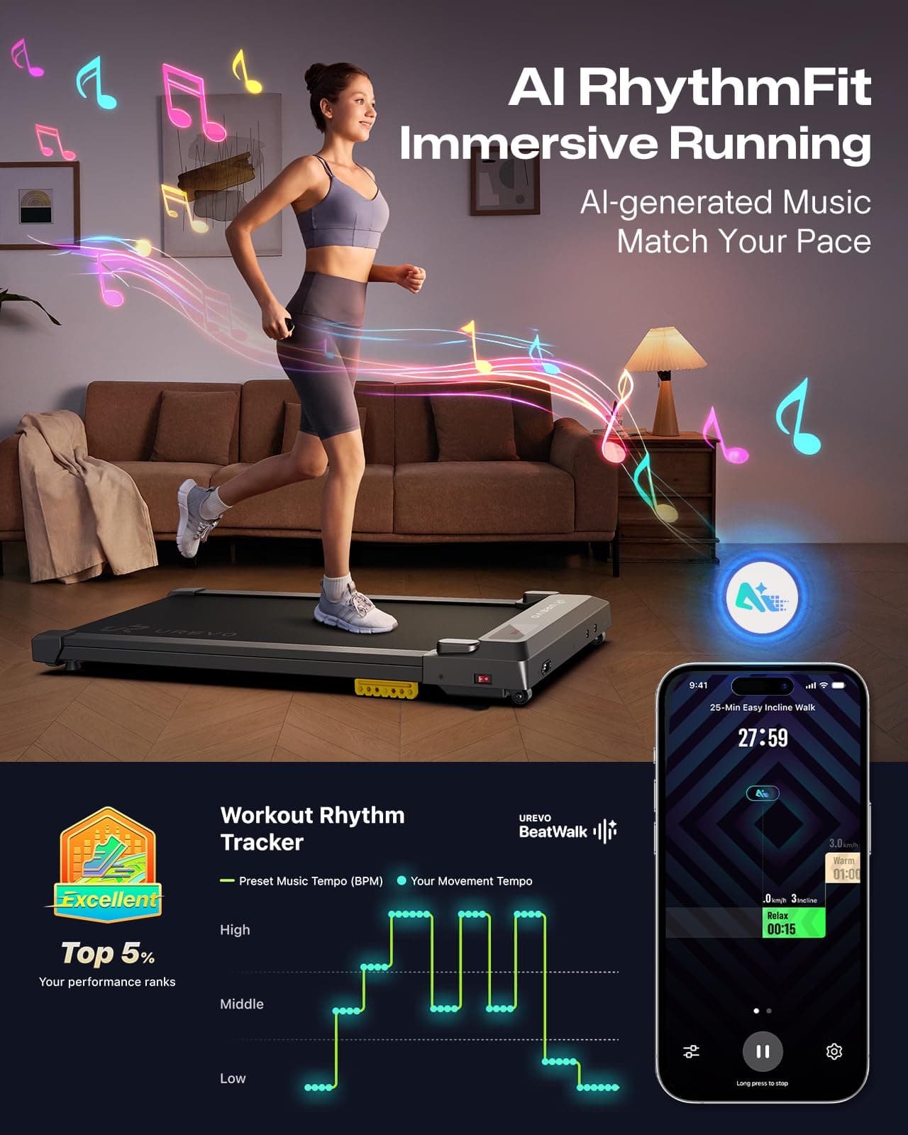 UREVO Smart Walking Pad Leise – Bild 3