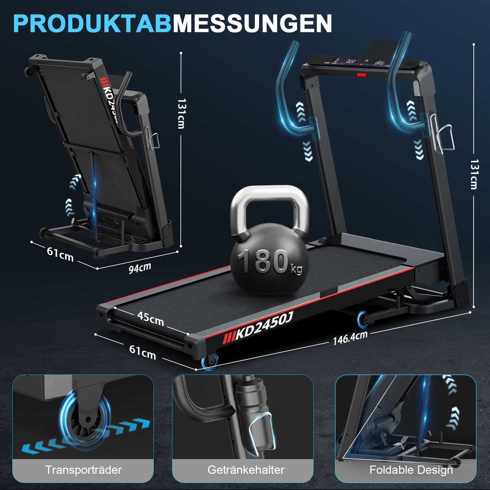 Decorcn Profi Laufband für Zuhause Klappbar – Bild 5