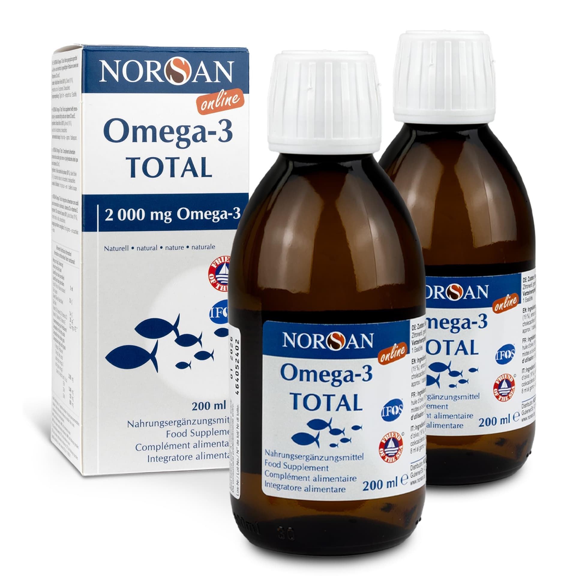 NORSAN Premium NORSAN Premium Omega 3 Fischöl Total Naturell hochdosiert 2er Pack (2x 200 ml