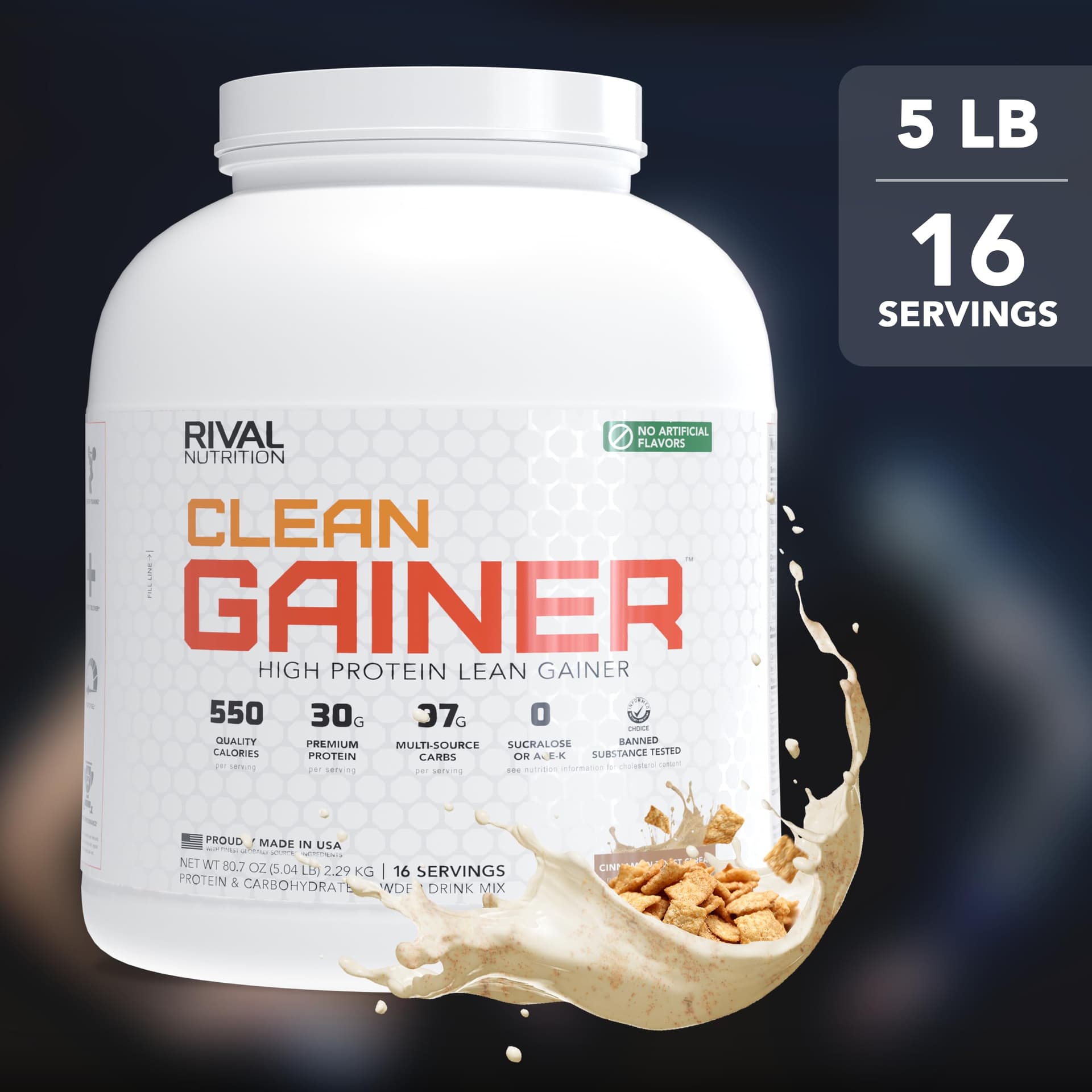 RIVAL NUTRITION Clean Gainer High-Protein Lean Gainer Powder Cinnamon Toast Cereal 5 Lb – Bild 6