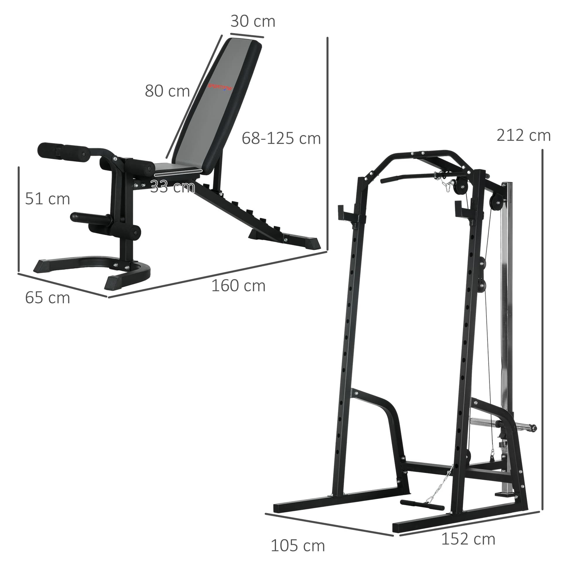 SPORTNOW Stazione Fitness Multifunzione con Panca per – Bild 7