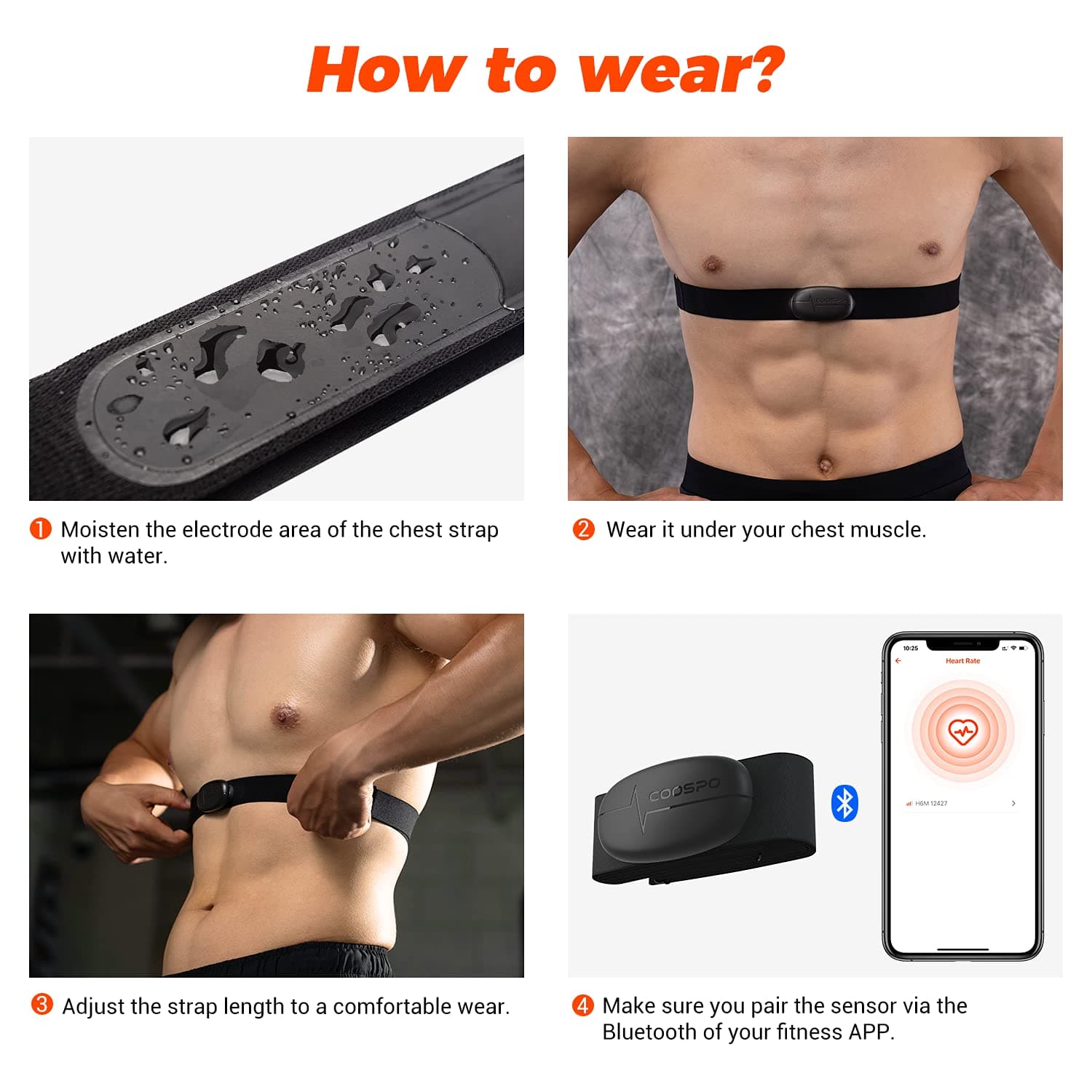 CooSpo H6 Heart Rate Monitor Chest Strap Bluetooth 4.0 ANT+ – Bild 7
