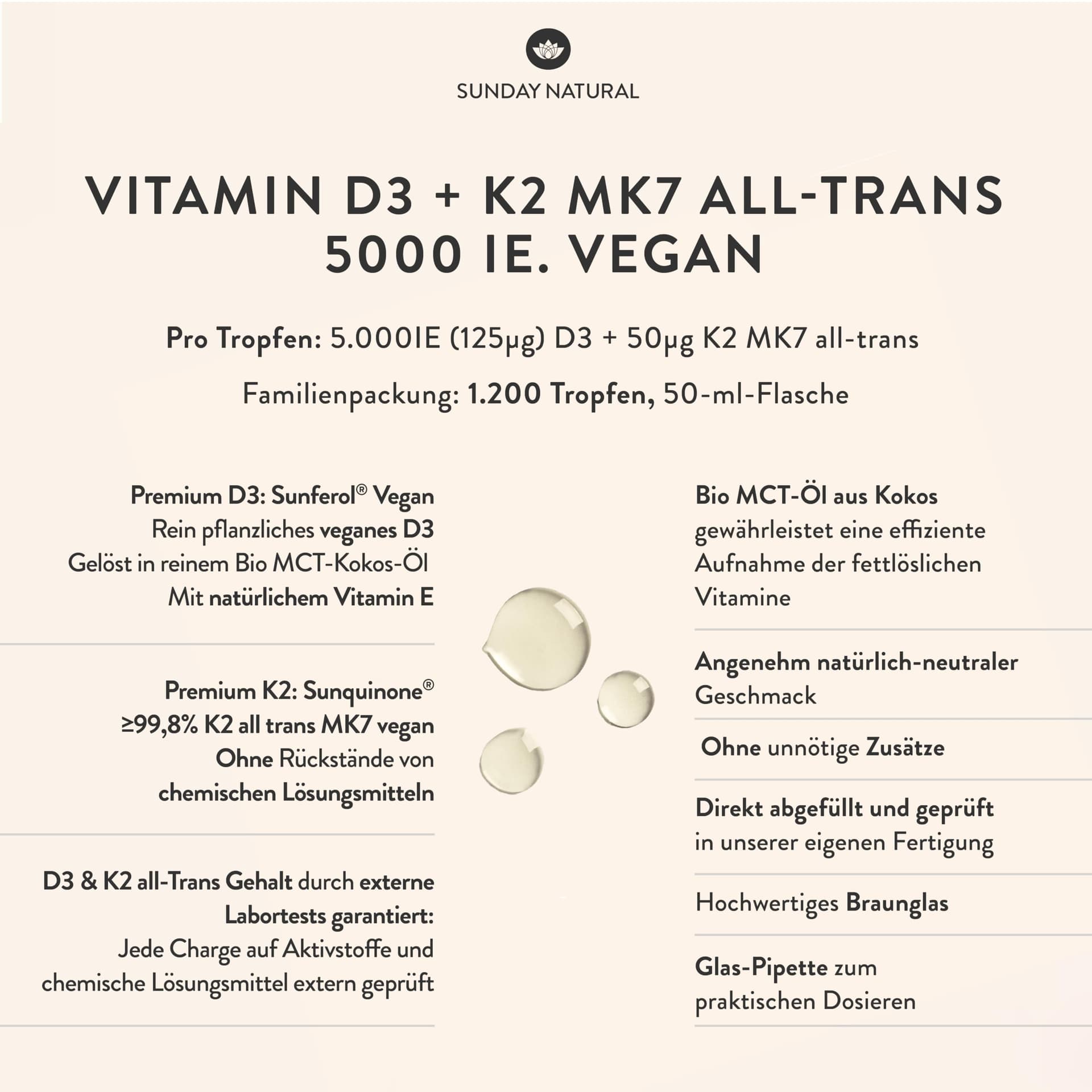 SUNDAY NATURAL® Vitamin D3 K2 Tropfen – Bild 2