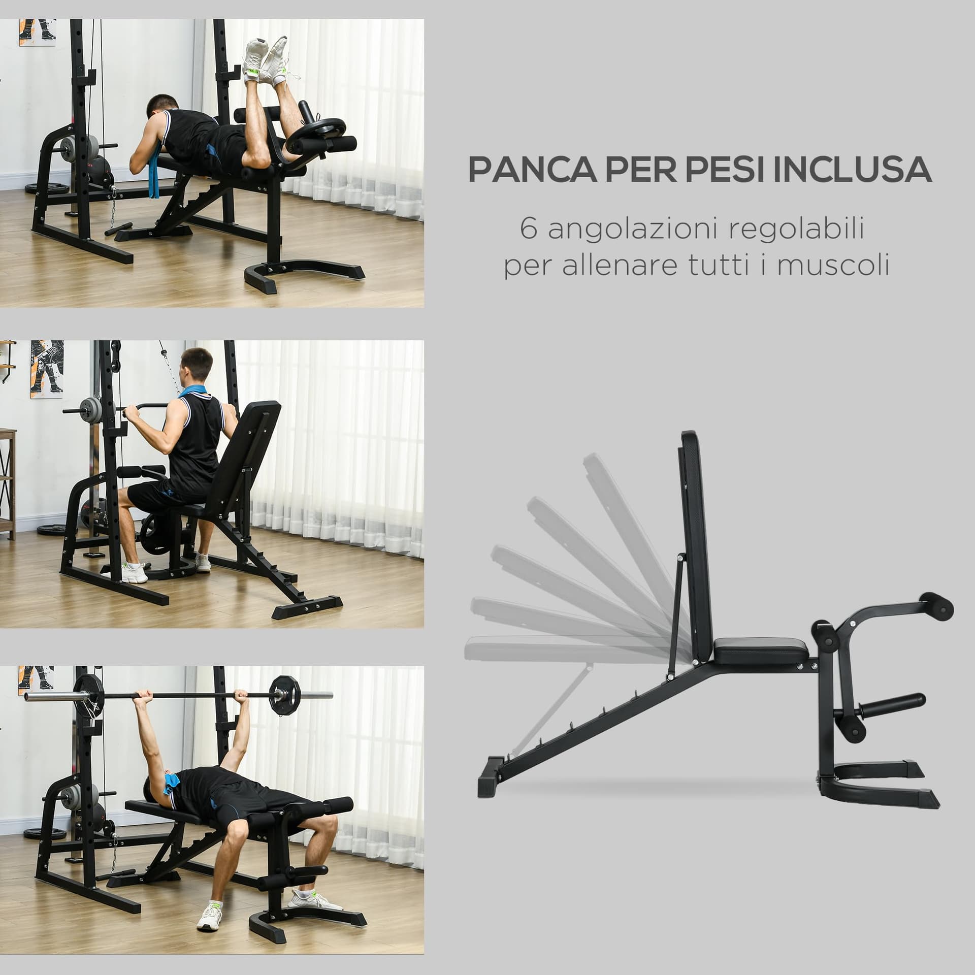 SPORTNOW Stazione Fitness Multifunzione con Panca per – Bild 4