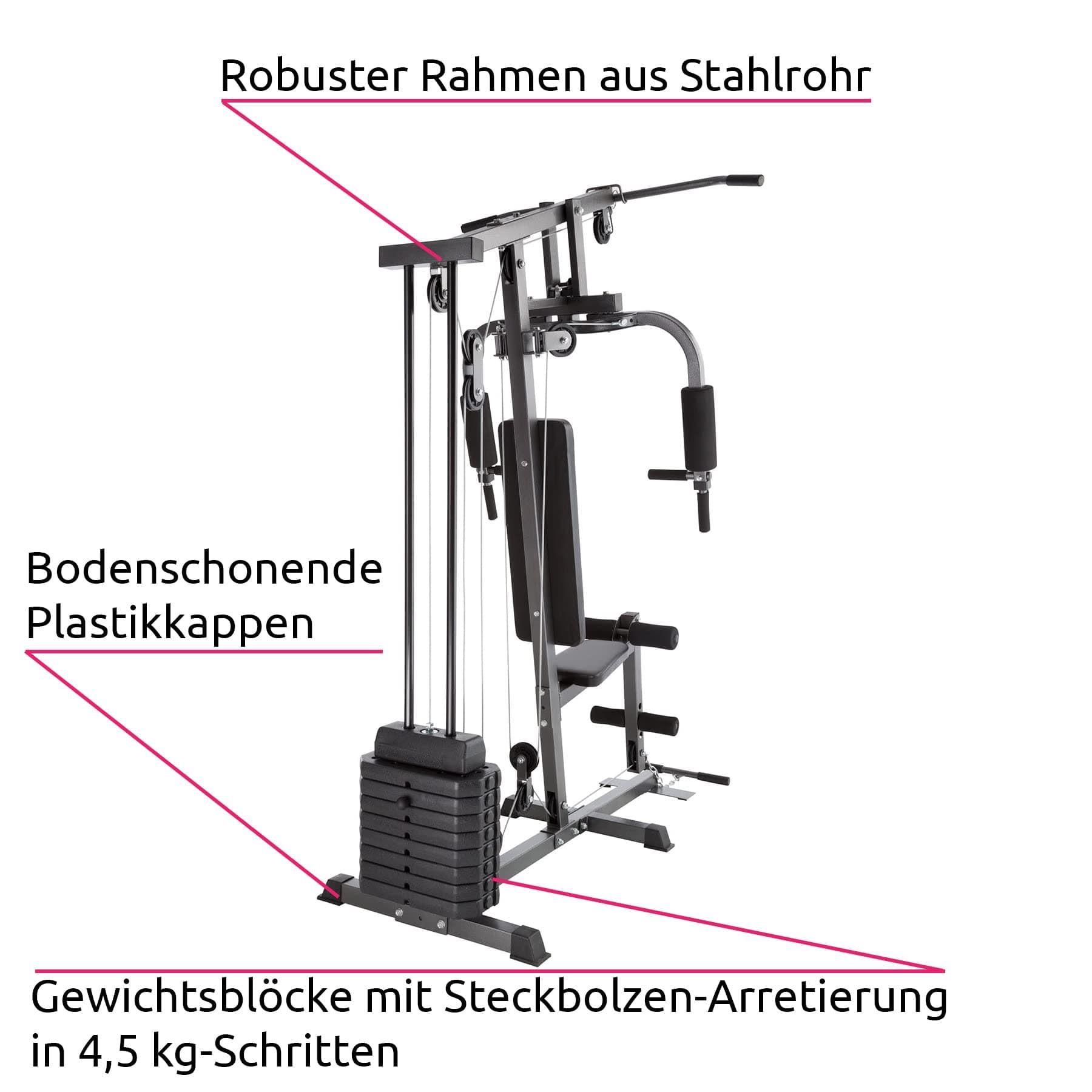 tectake 800546 Kraftstation Fitnessstation Heimtrainer – Bild 5