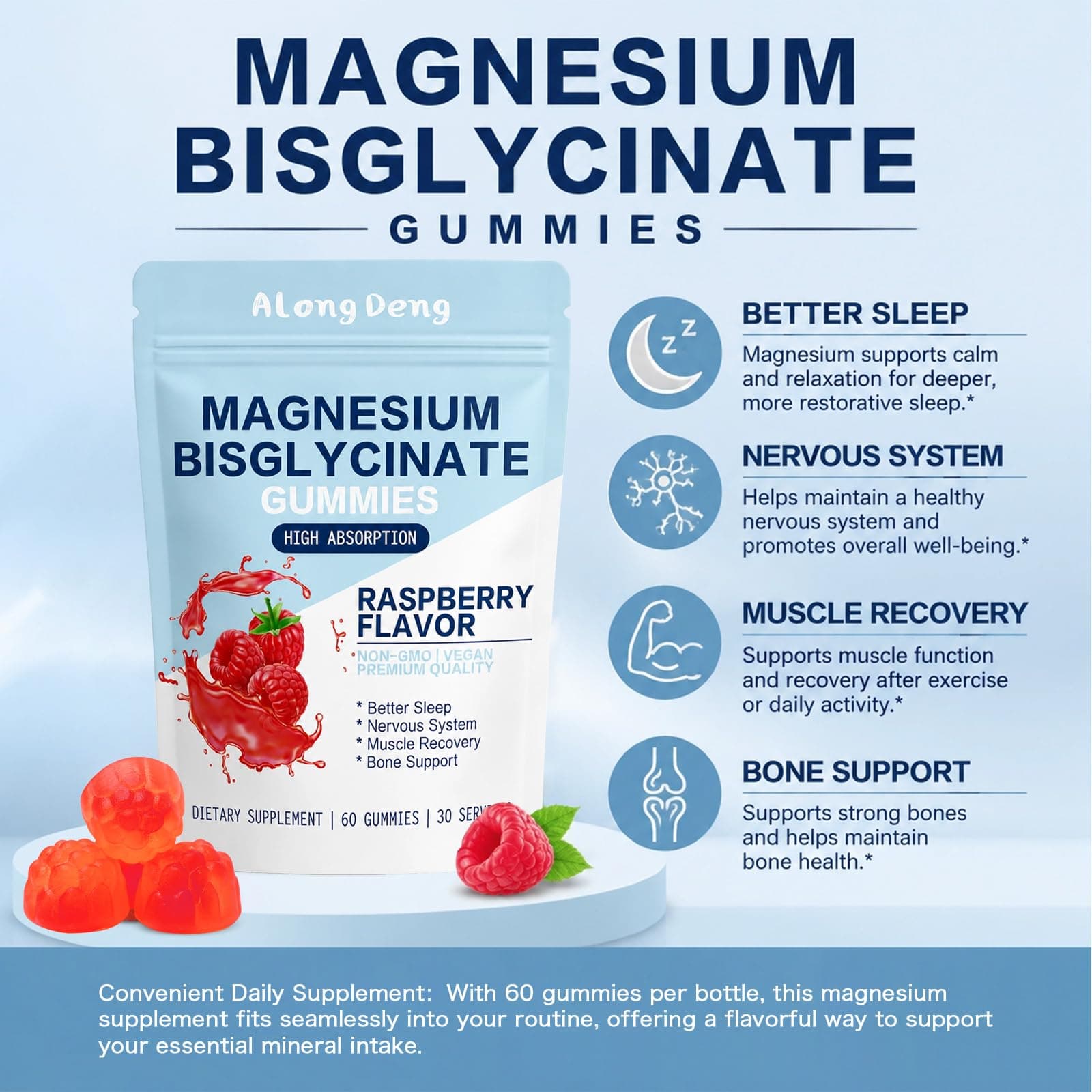 ALongDeng Magnesium Bisglycinate Gummies, with 500mg – Bild 6