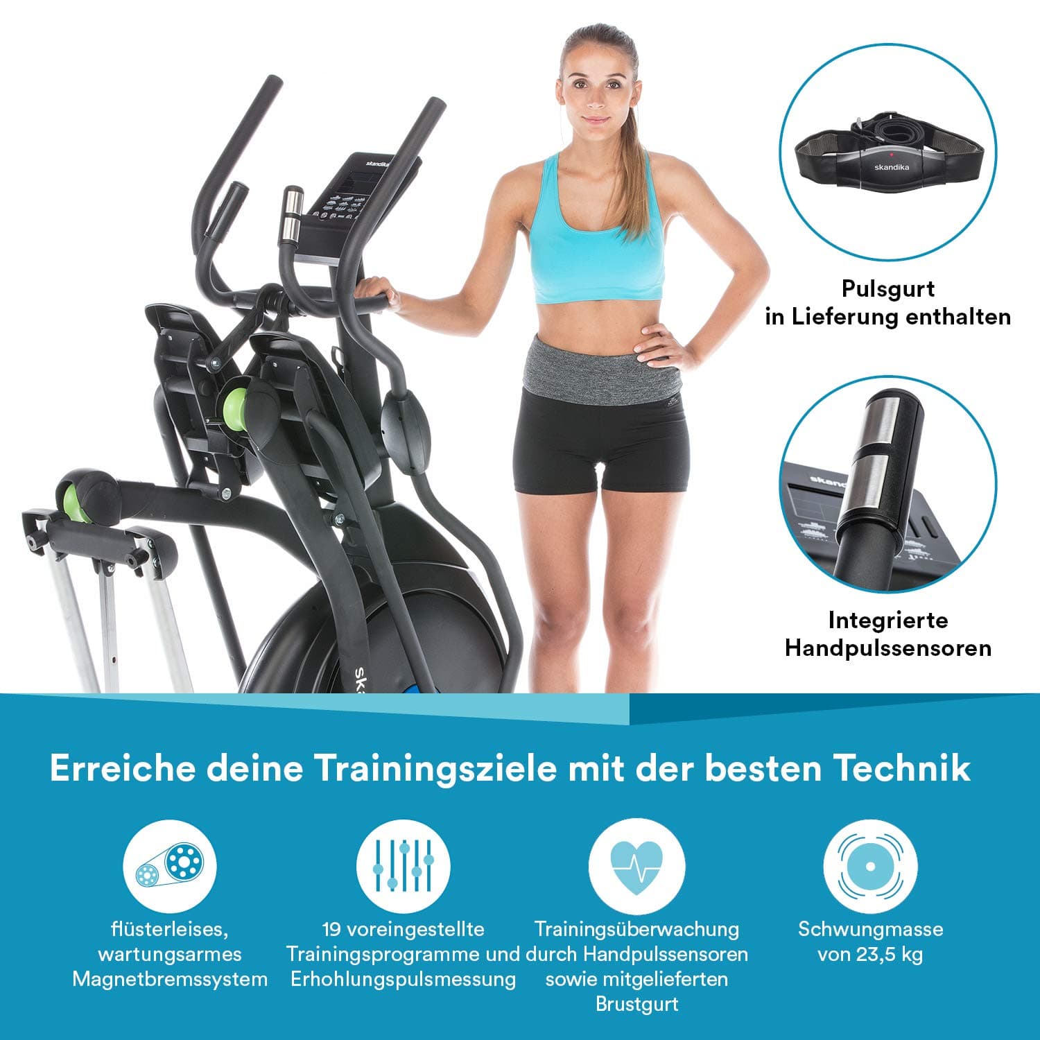 Skandika Crosstrainer CardioCross Carbon Champ Ellipsentrainer mit 24,5kg – Bild 3