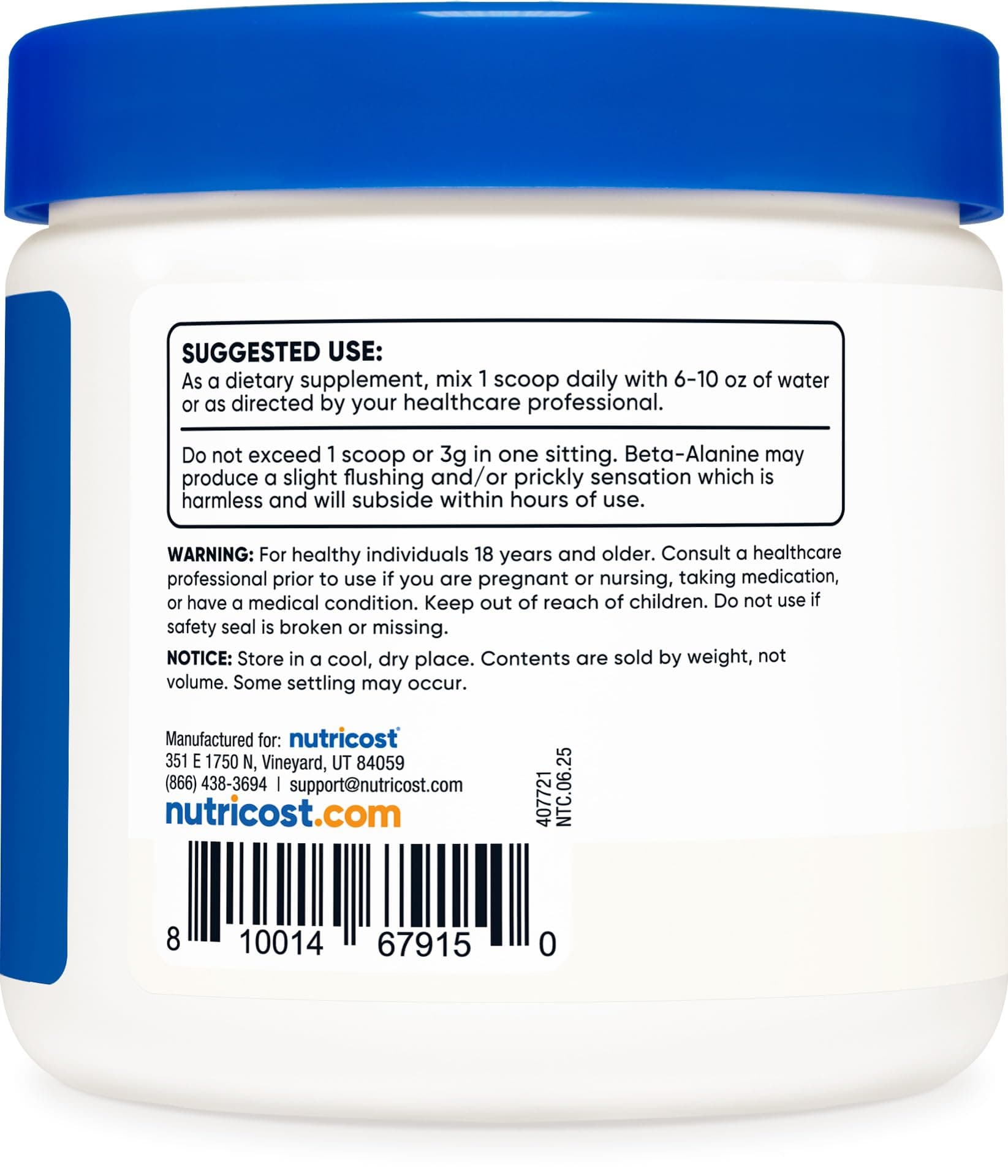 Nutricost Beta Alanine Powder 300 Grams (10.7oz – Bild 4