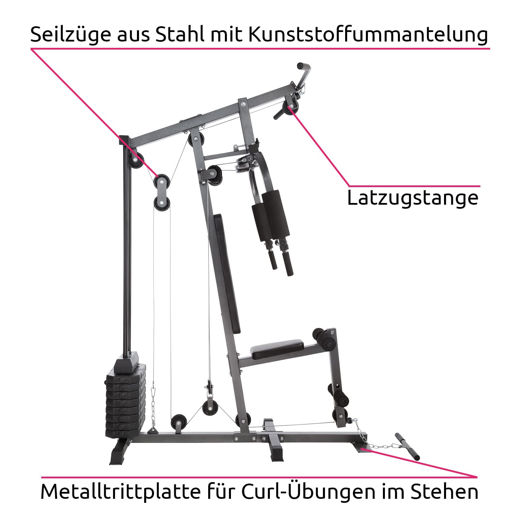 tectake 800546 Kraftstation Fitnessstation Heimtrainer – Bild 7