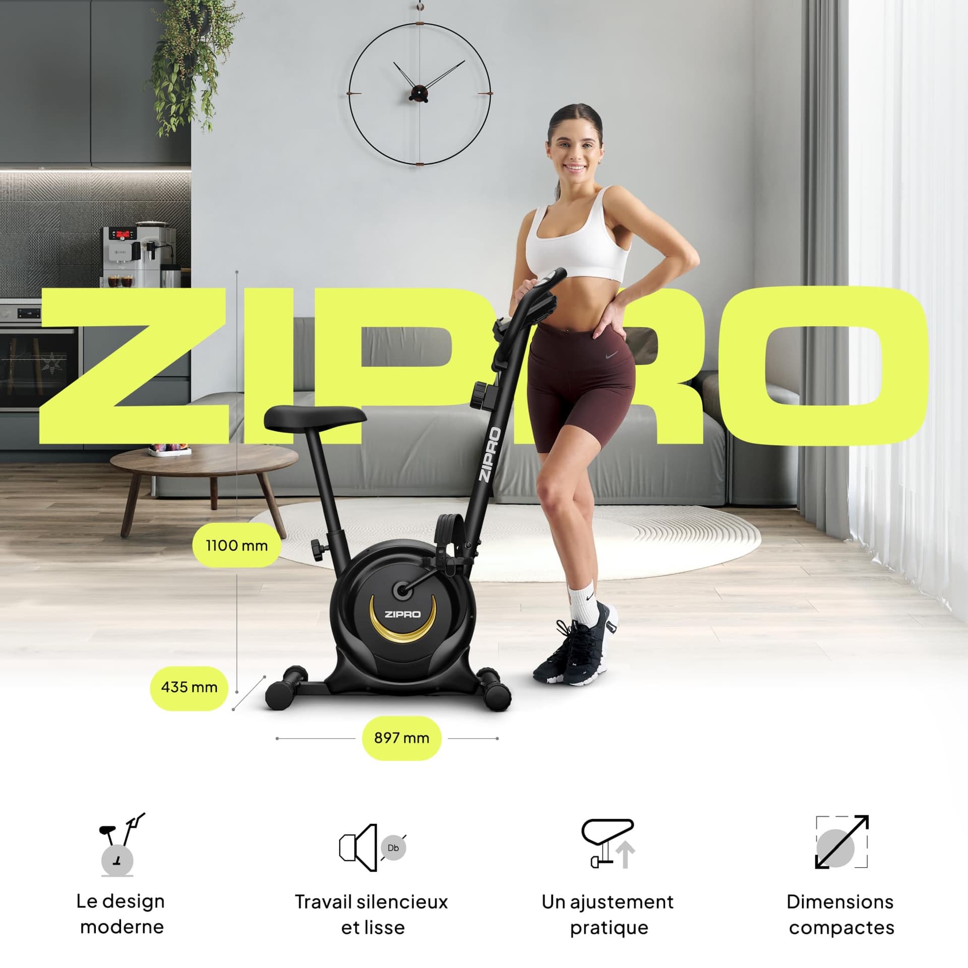 ZIPRO Cyclette da Casa con 8 Livelli di Resistenza Magnetica – Bild 2