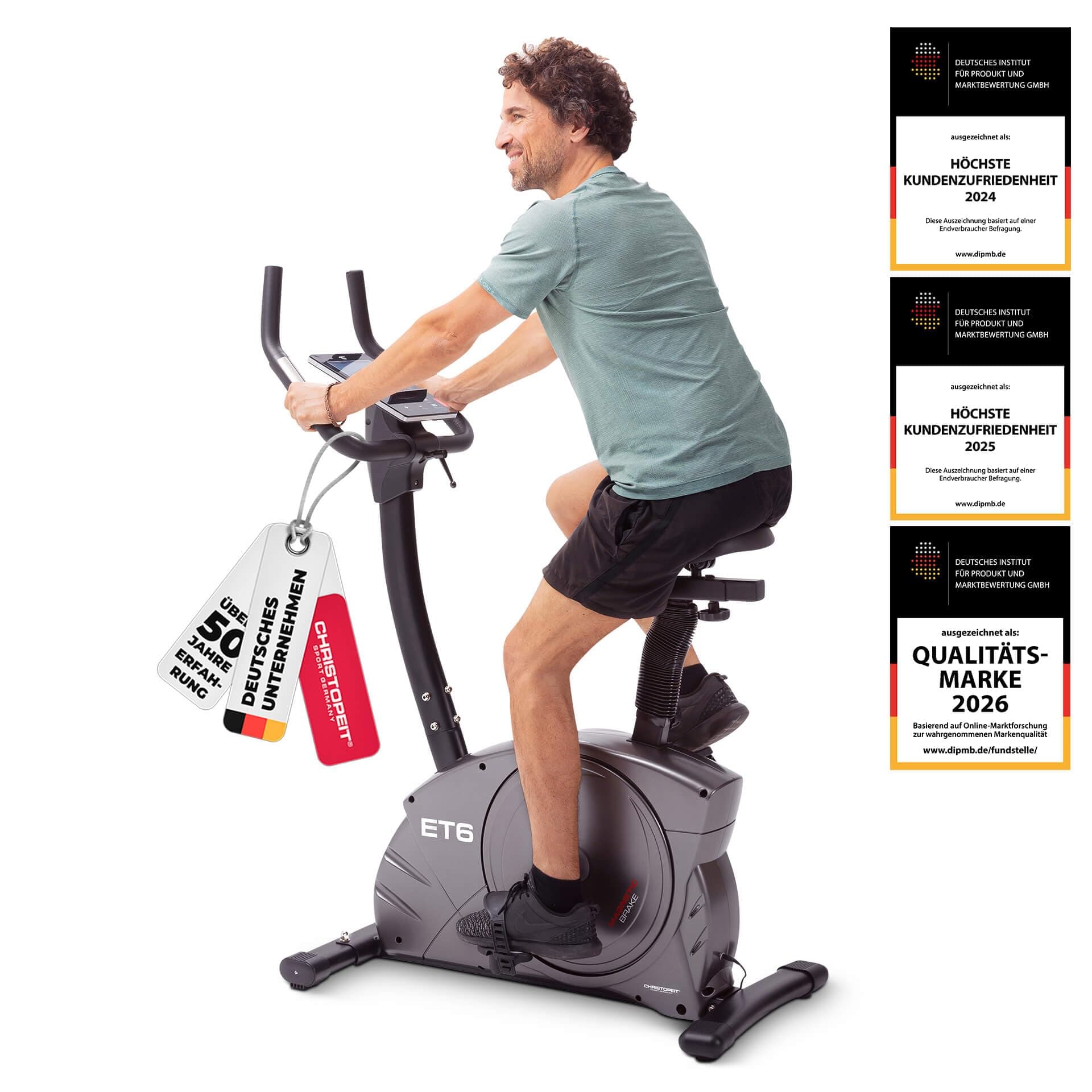 CHRISTOPEIT SPORT GERMANY Heimtrainer Fahrrad Ergometer CHRISTOPEIT ET 6 Indoor mit 24 Widerstandsstufen, bis 150kg