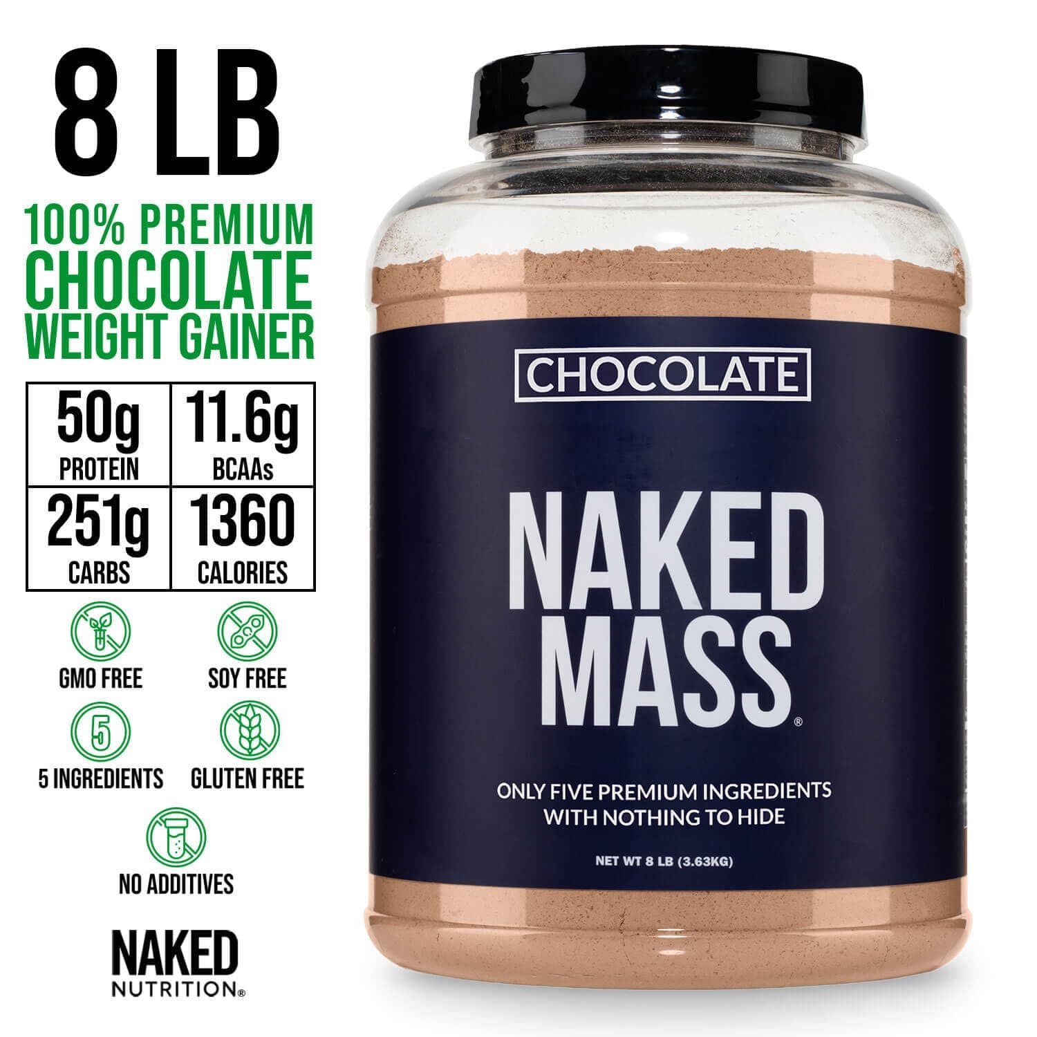 NAKED Chocolate Mass Gainer - All Natural Weight Gainer Protein Powder - 8lb – Bild 3