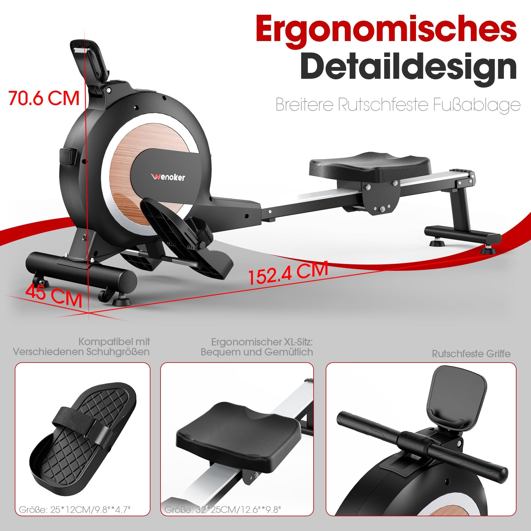 Wenoker Rudergerät mit Magnet-Fitnesstrainer – Bild 4