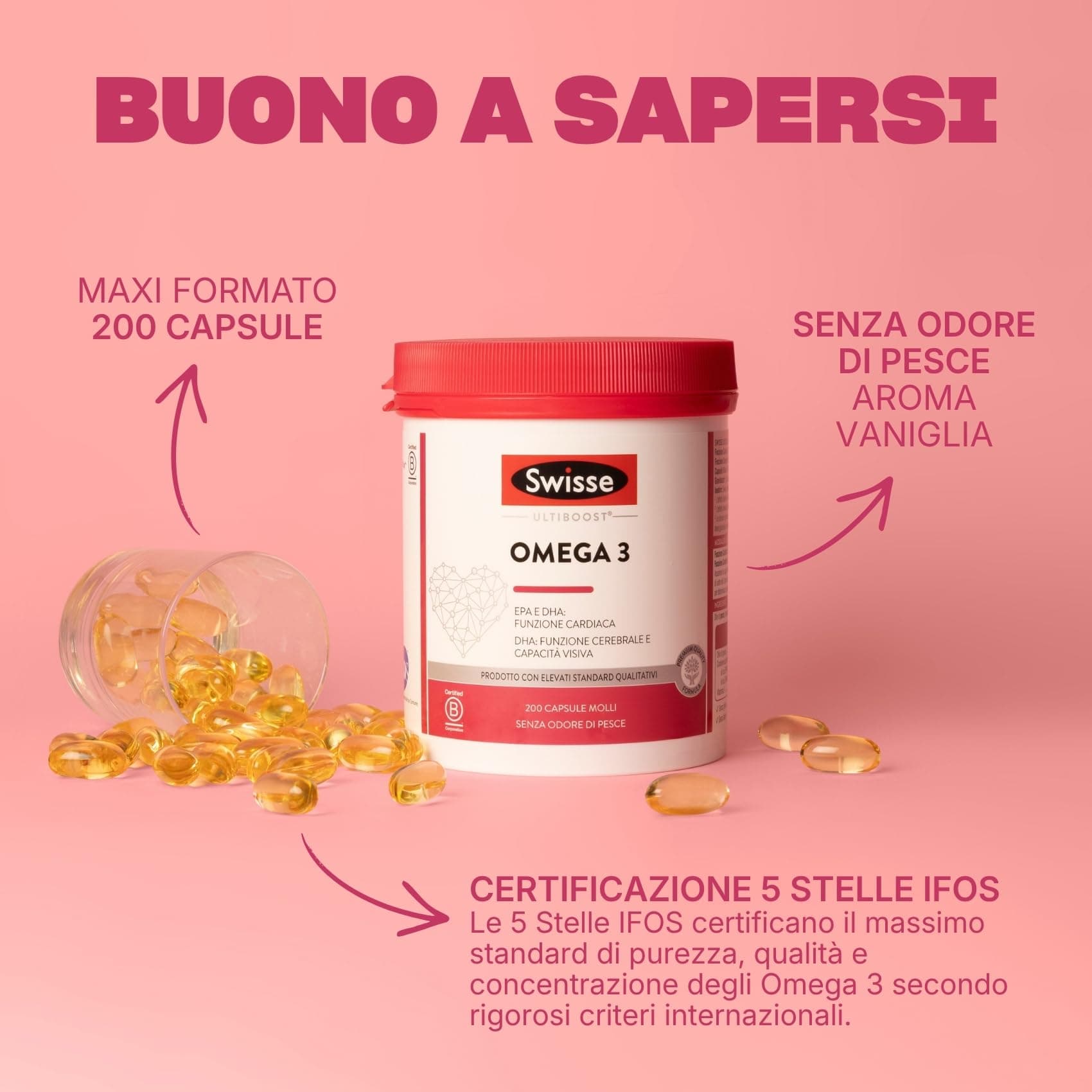 Swisse Integratore Omega 3 IFOS 5 Stelle, 200 Capsule – Bild 3