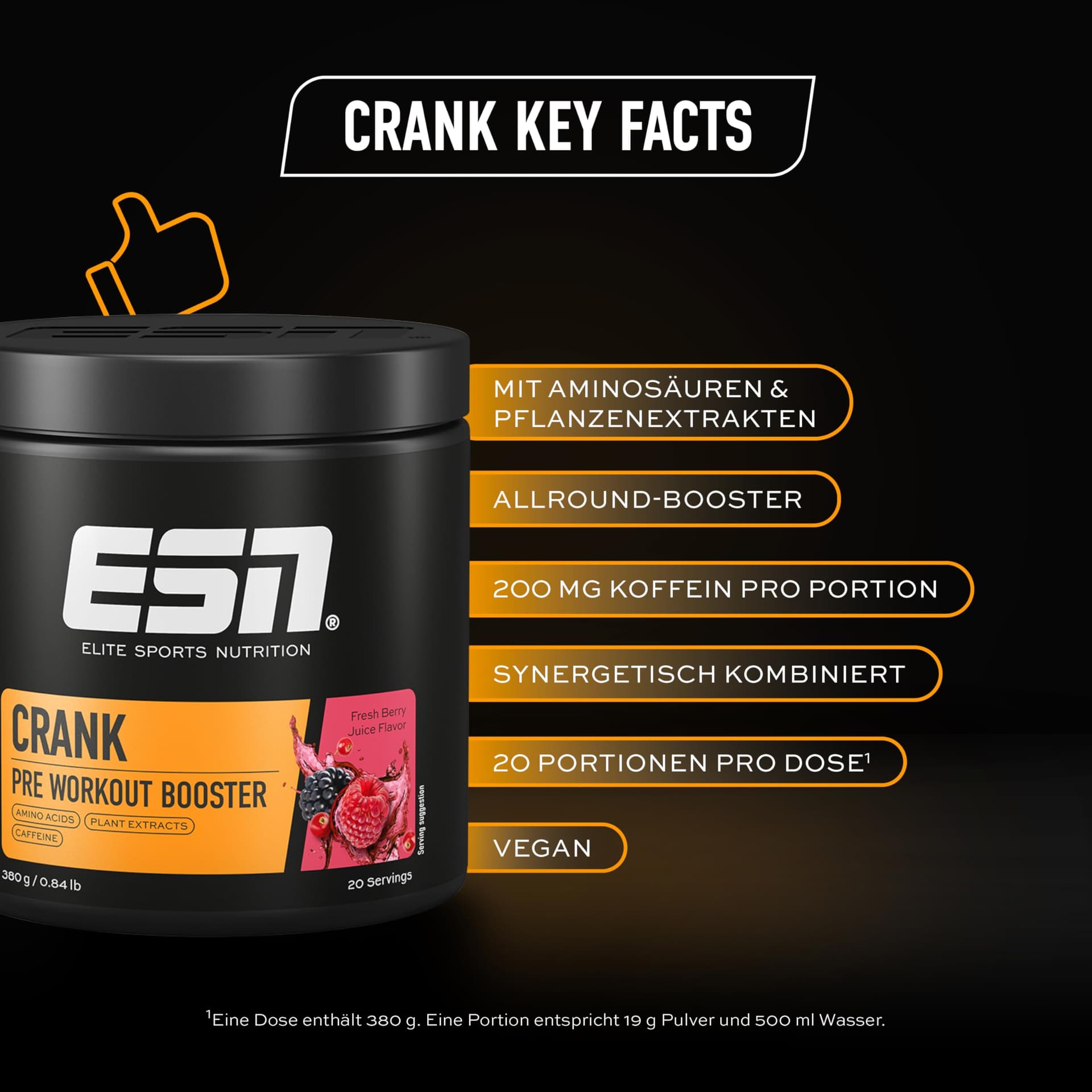 ESN Crank, Fresh Berry Juice, 380 g – Bild 3