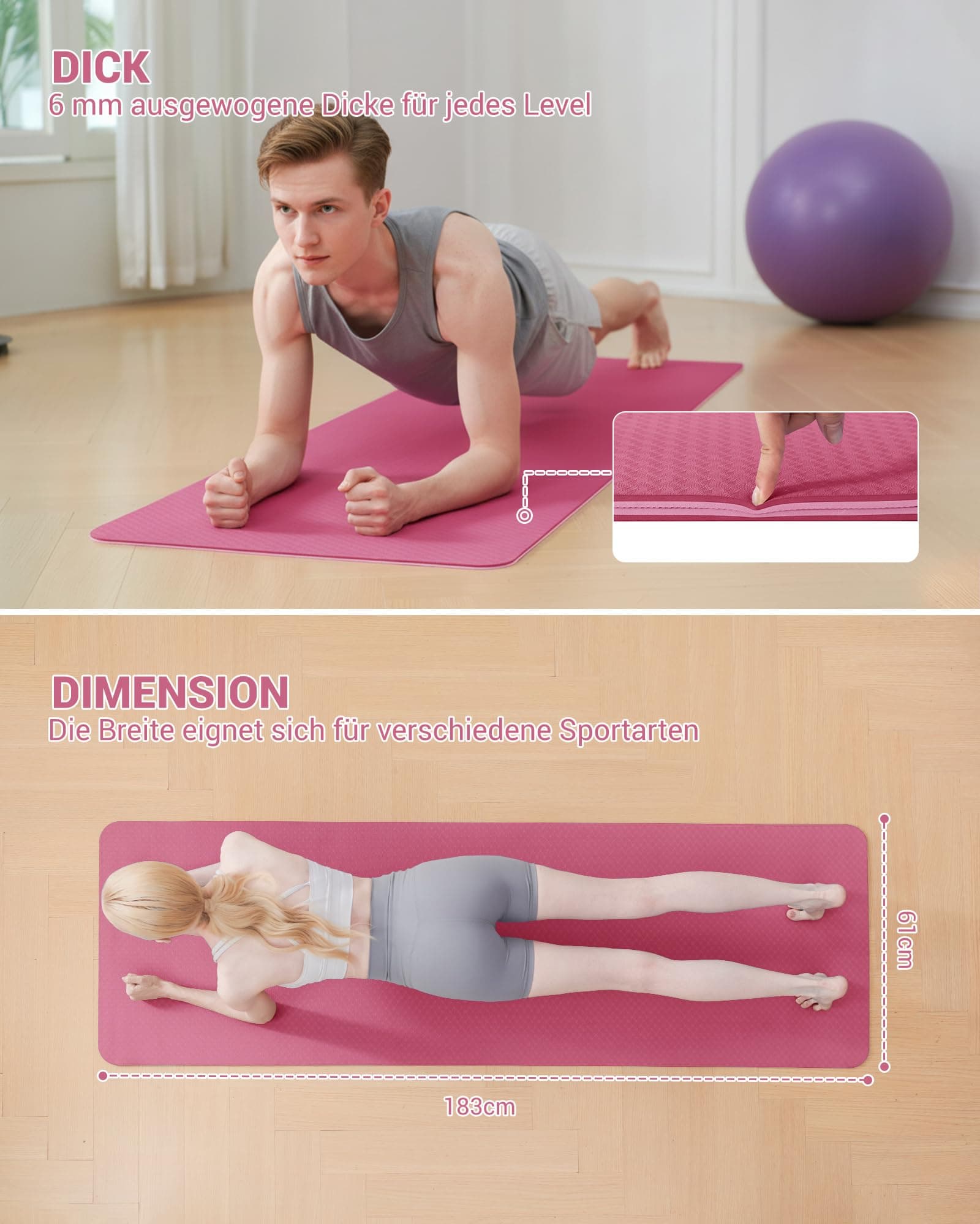 Narwhal Good Nite Gymnastikmatte Yogamatte Fitnessmatte Rutschfest – Bild 2