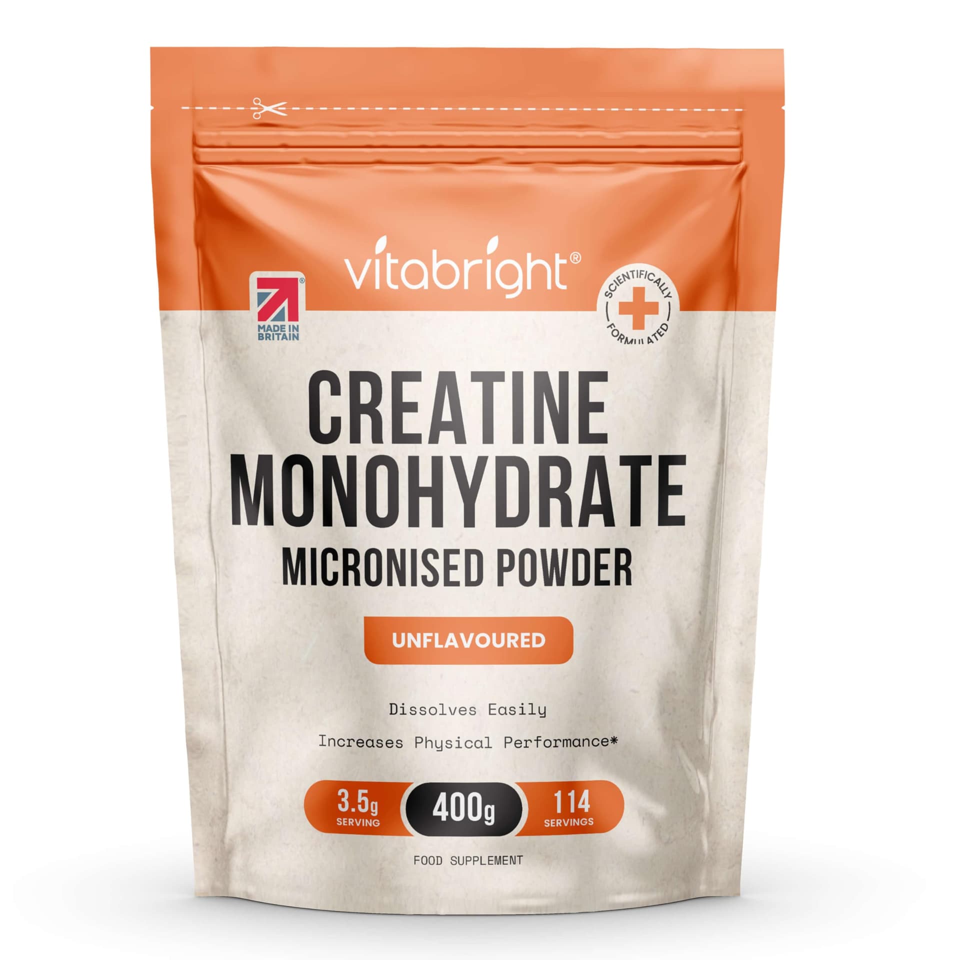 VitaBright Creatine Monohydrate Powder Micronised | 400g