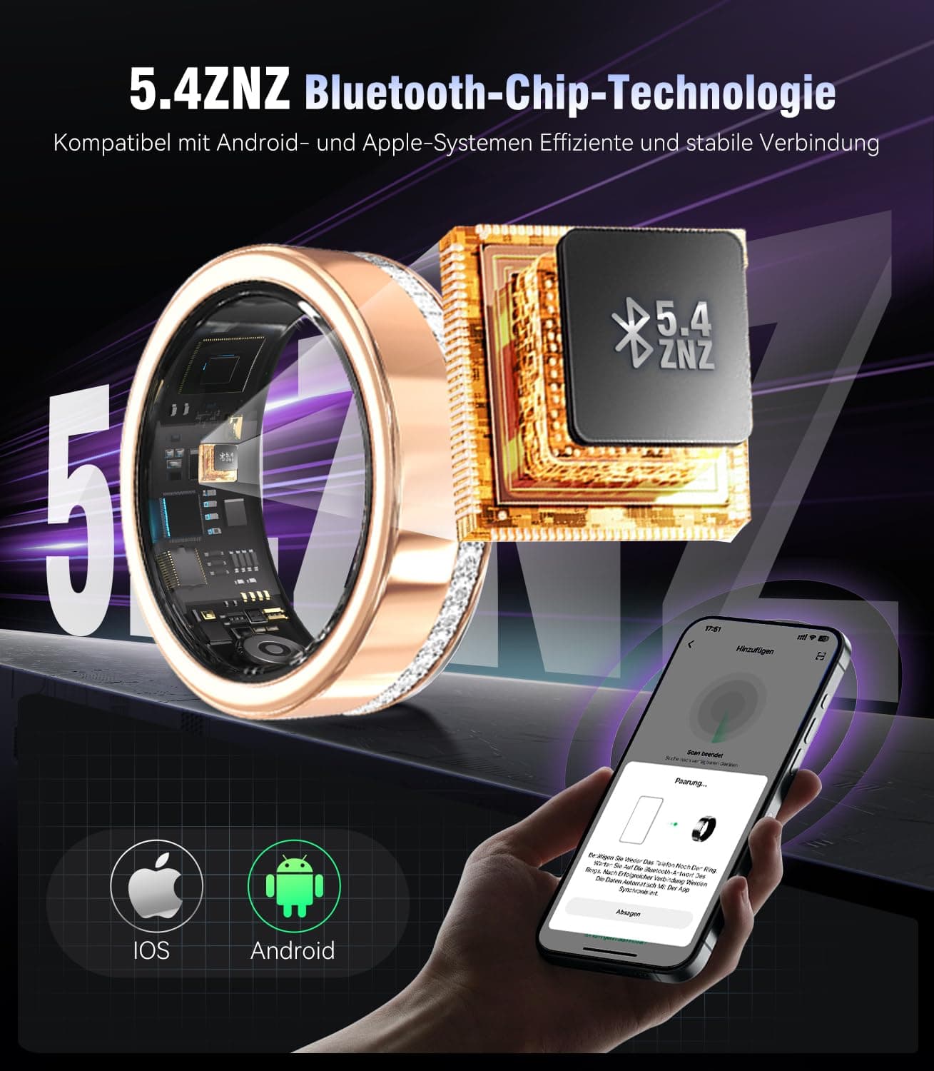 XSWCCJJ 10. Gen Diamant Smart Ring und Kabelloses – Bild 4