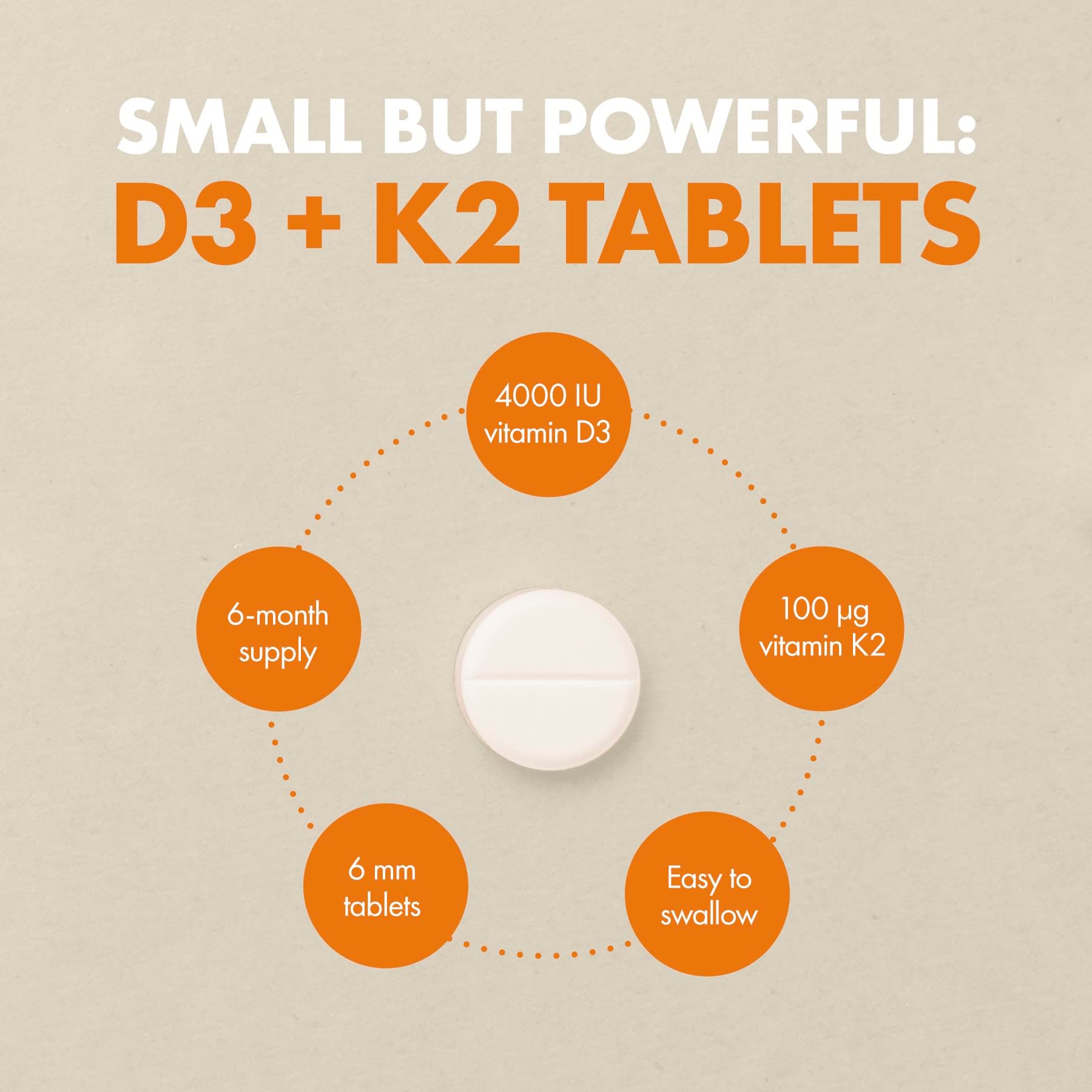 Incite Nutrition Vitamin D3 K2 (MK7) 100ug - 6 Month’s Supply - High Strength 180 Tablets – Bild 6