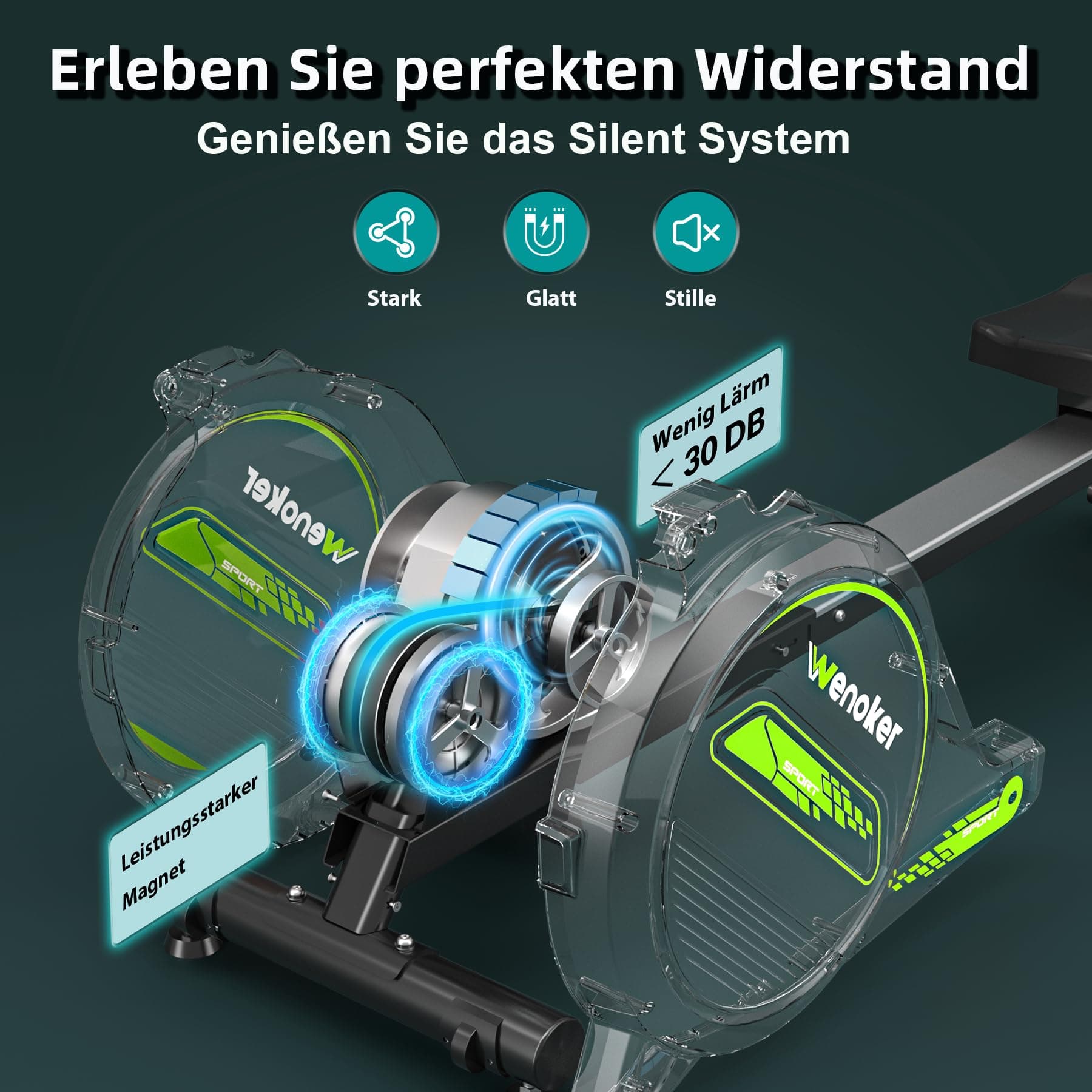 Wenoker Magnetisches Rudergerät für Zuhause: <30dB Leises – Bild 2