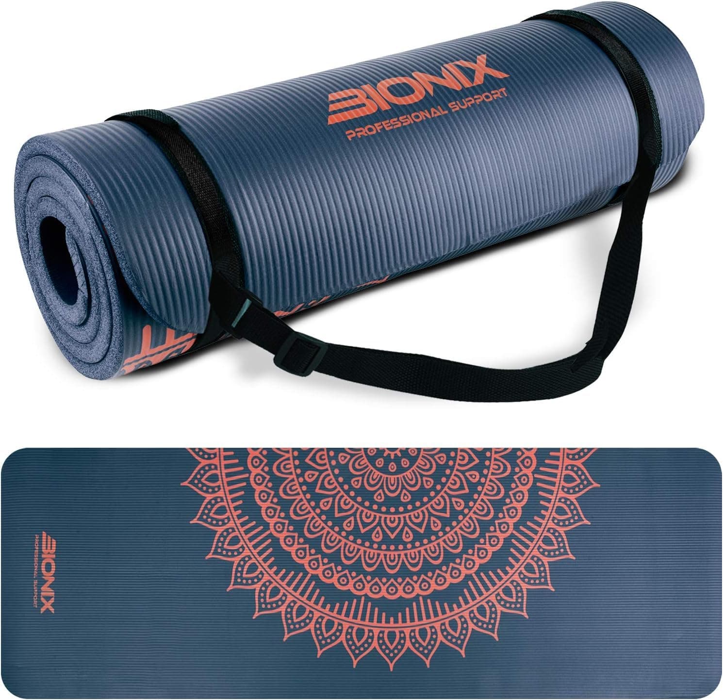 Bionix Professional Support Bionix Exercise Yoga Mat with Carry Handle Strap