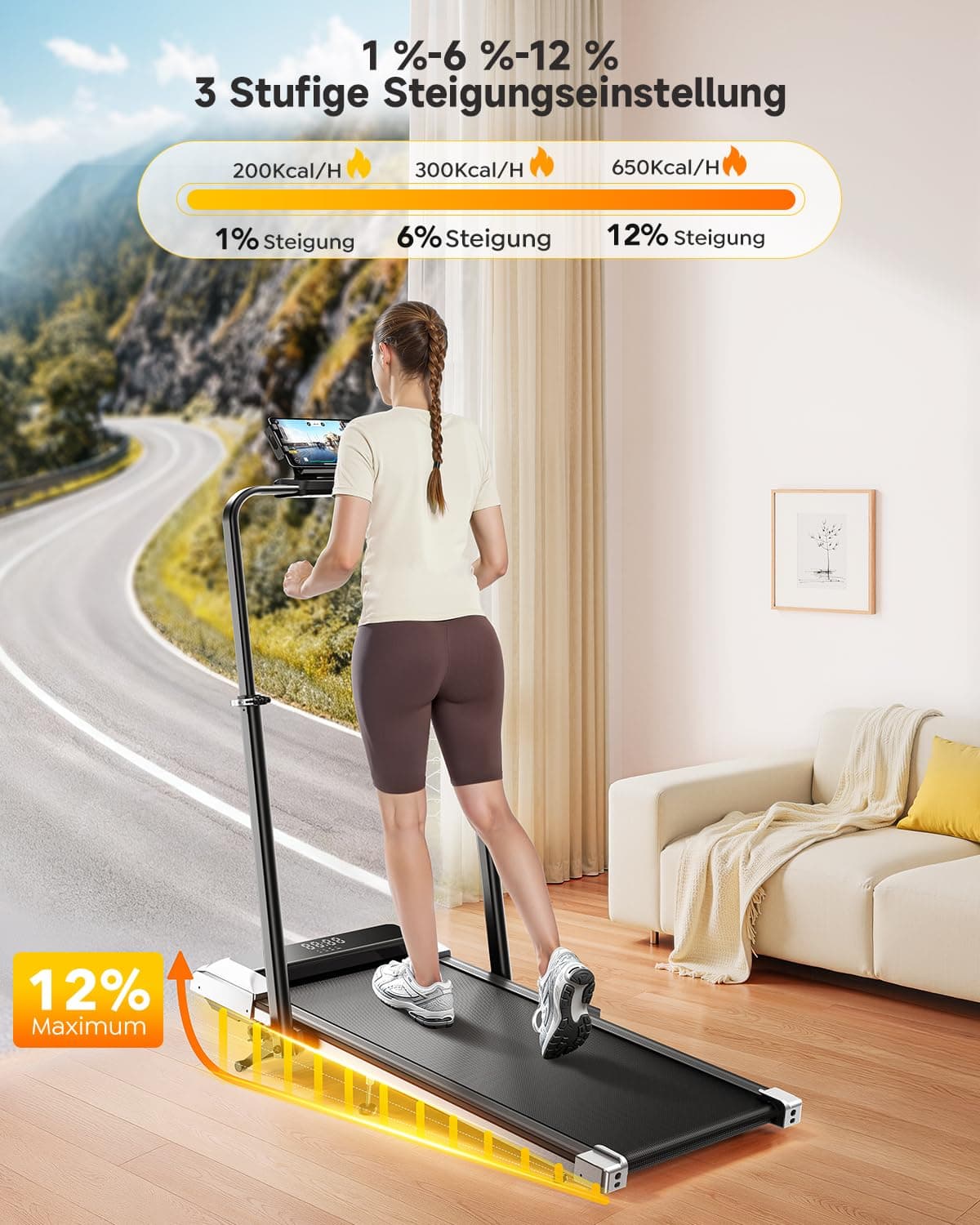 Toputure Laufband für Zuhause mit 12% Steigung – Bild 2