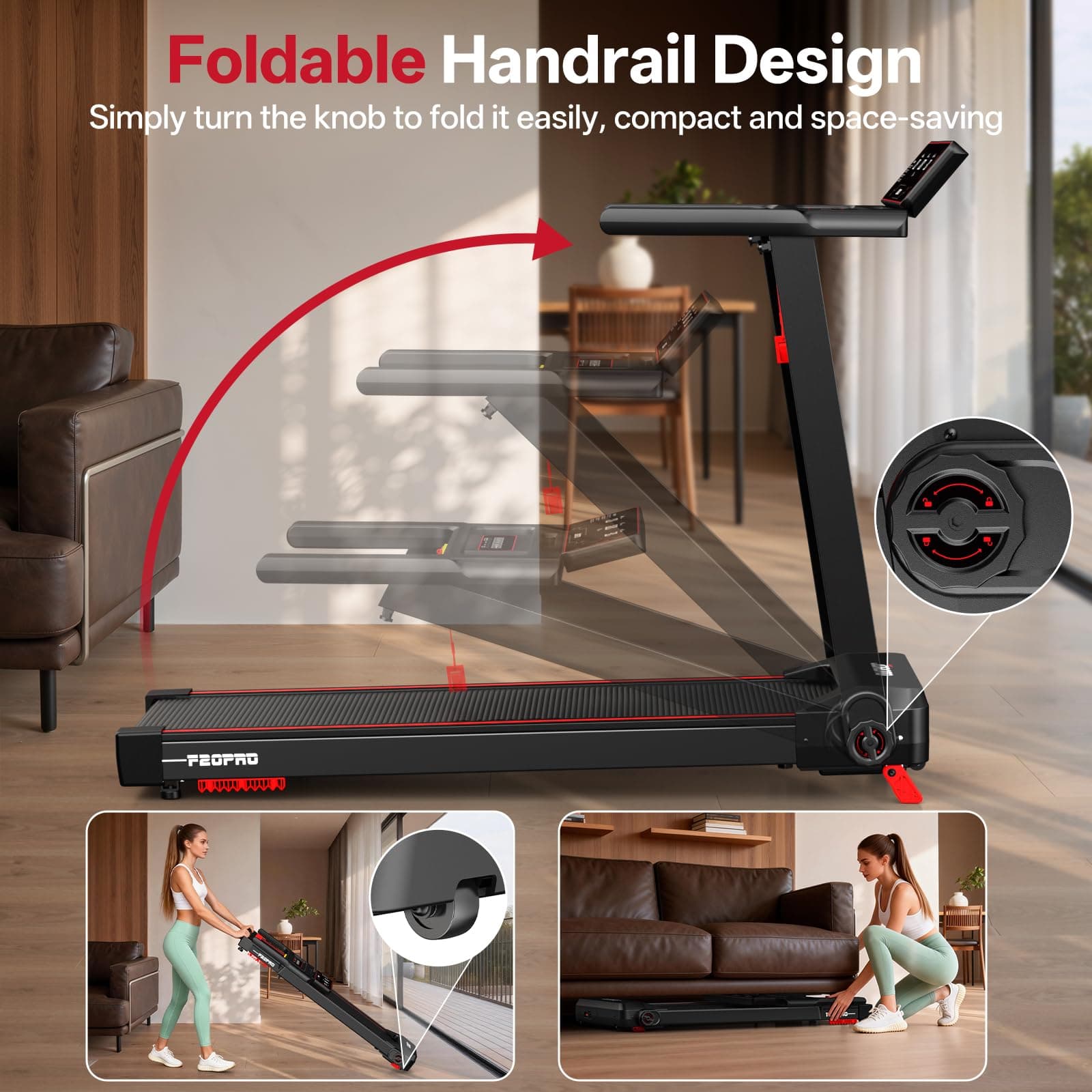 JOROTO Laufband für Zuhause mit Steigung 10% – Bild 5