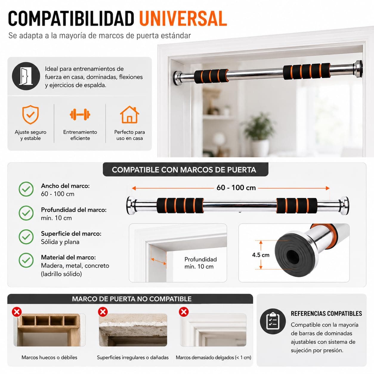 CABLEPELADO Barra dominadas para entrenamiento de fuerza – Bild 5