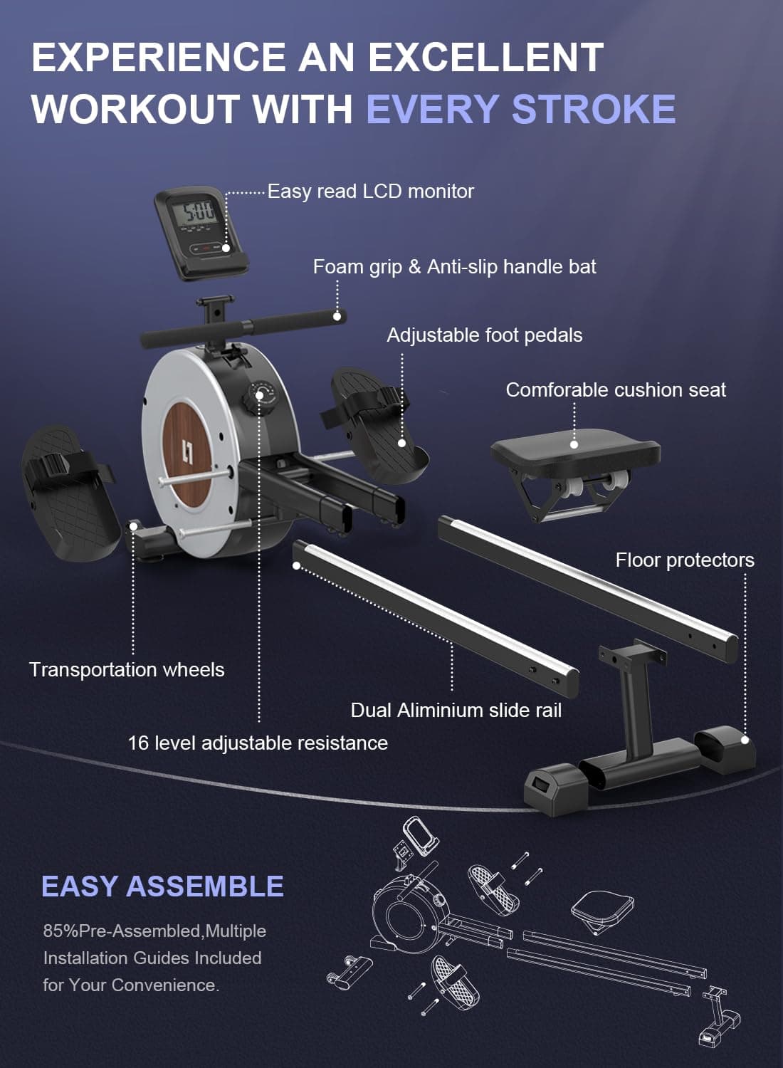 Neezee Rowing Machine for Home Gym – Bild 8