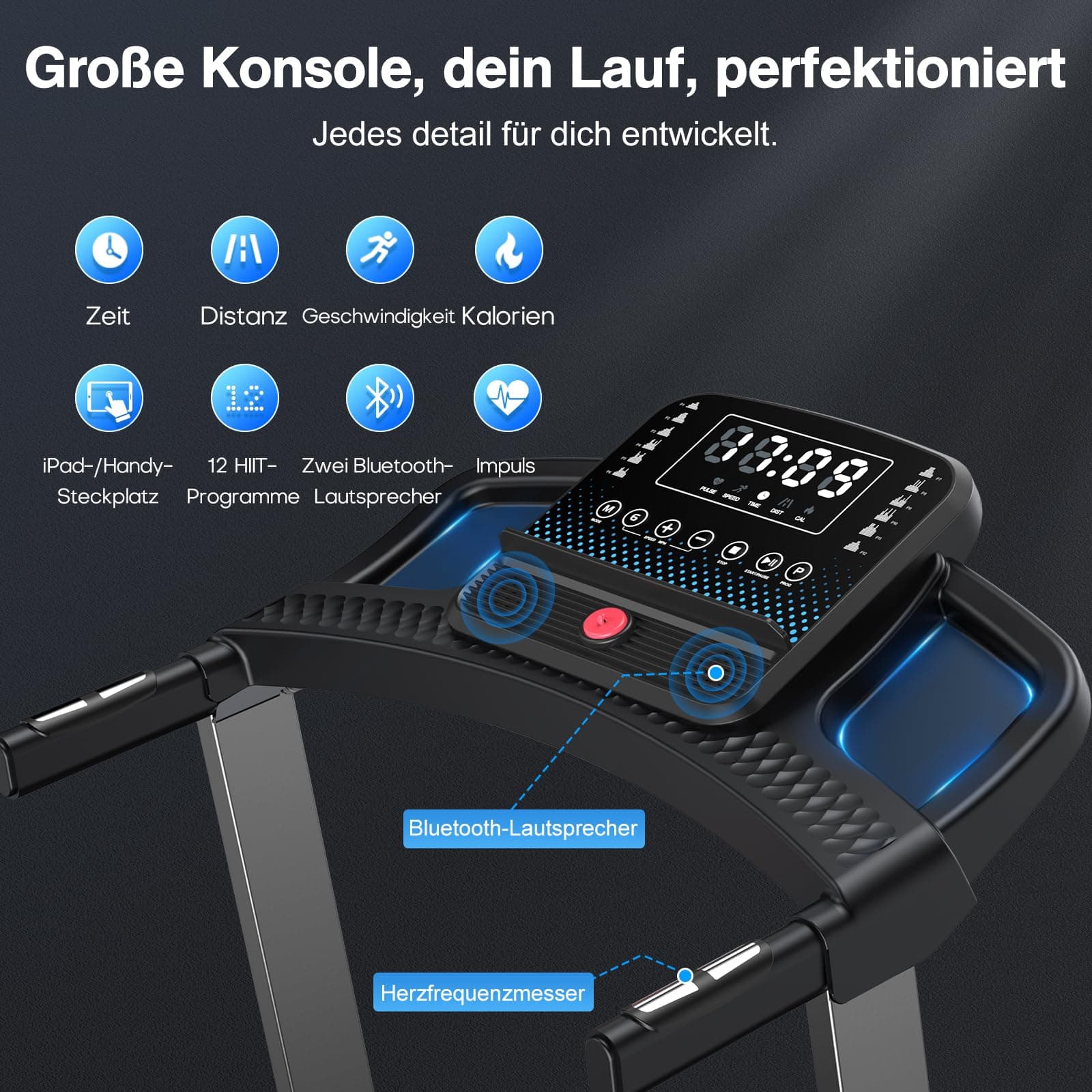 ZENRUN Laufband für Zuhause mit Steigung – Bild 5