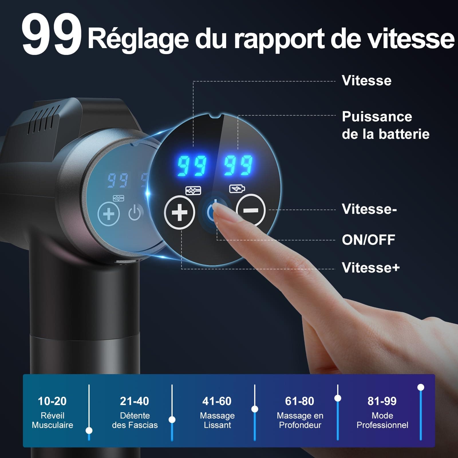 Timiyou Pistola Massaggio Muscolare Professionale con 99 Velocità – Bild 2