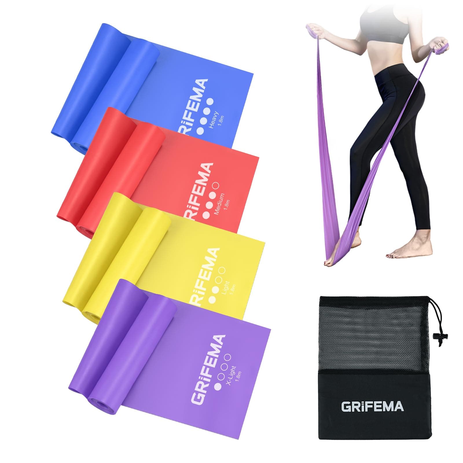GRIFEMA GRIFEMA GA5002 Fasce elastiche fitness [set da 4] 1,8 m