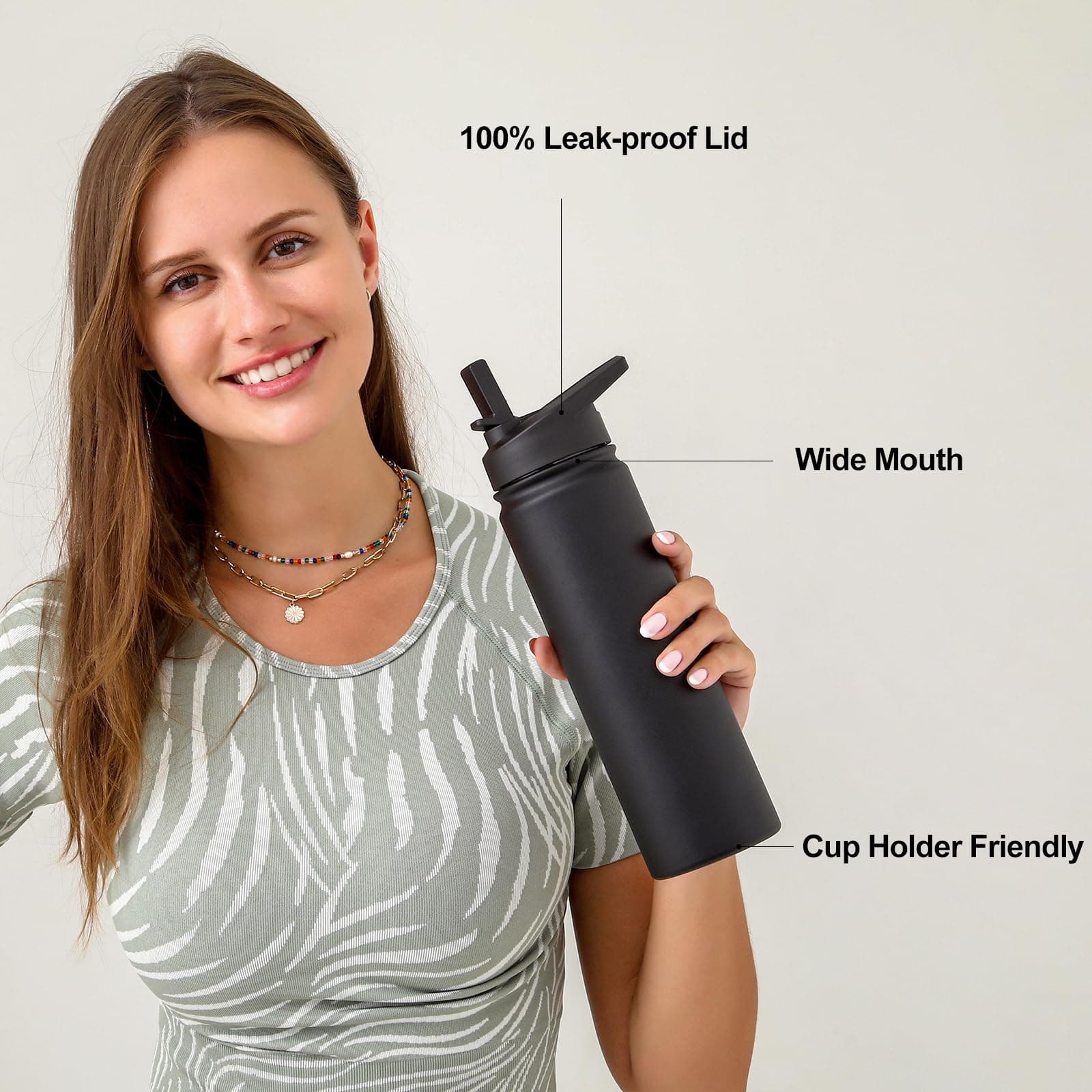 mininoo Insulated Stainless Steel Water Bottle with Straw and Lid for Sports, 24 oz – Bild 6