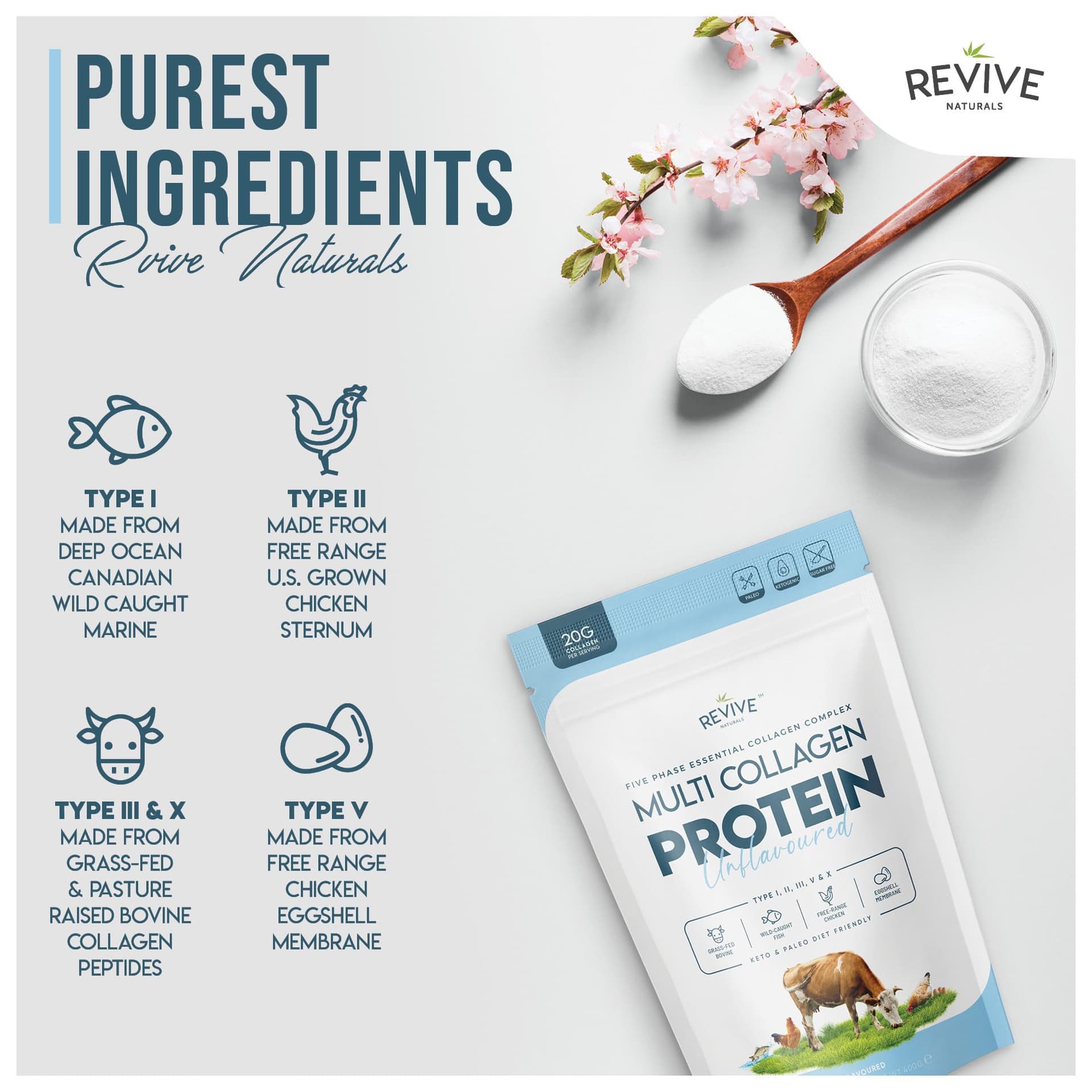 Revive Naturals Multi Collagen Protein Powder 400g – Bild 2