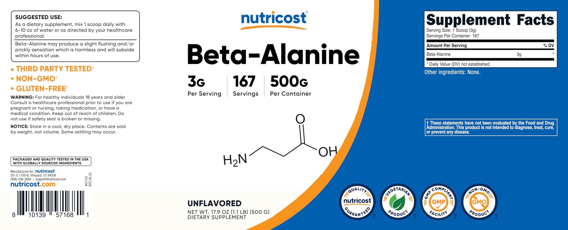 Nutricost Beta Alanine Powder 500 Grams (1.1lbs – Bild 7
