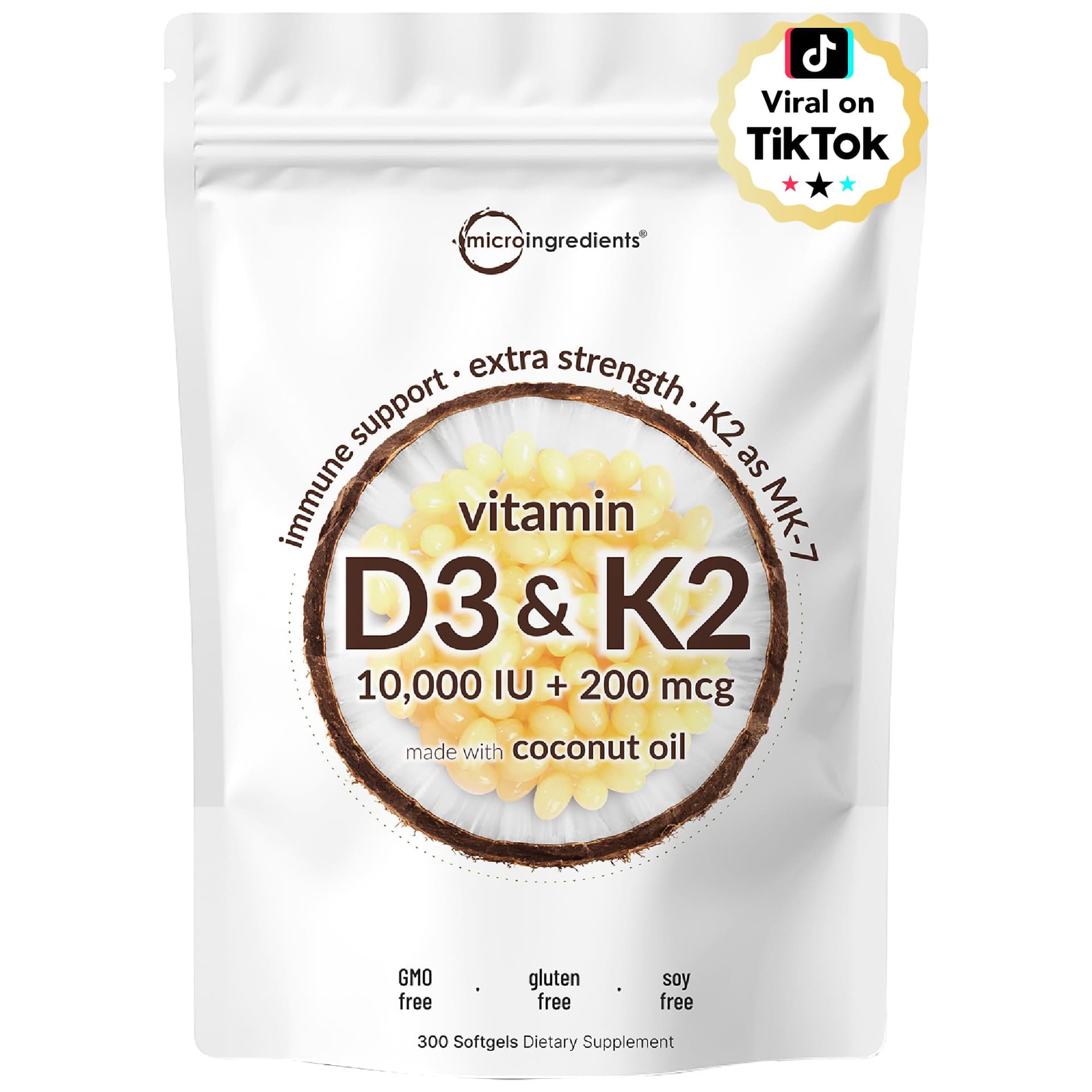 Micro Ingredients Vitamin D3 10,000 IU + K2 MK-7 200 mcg