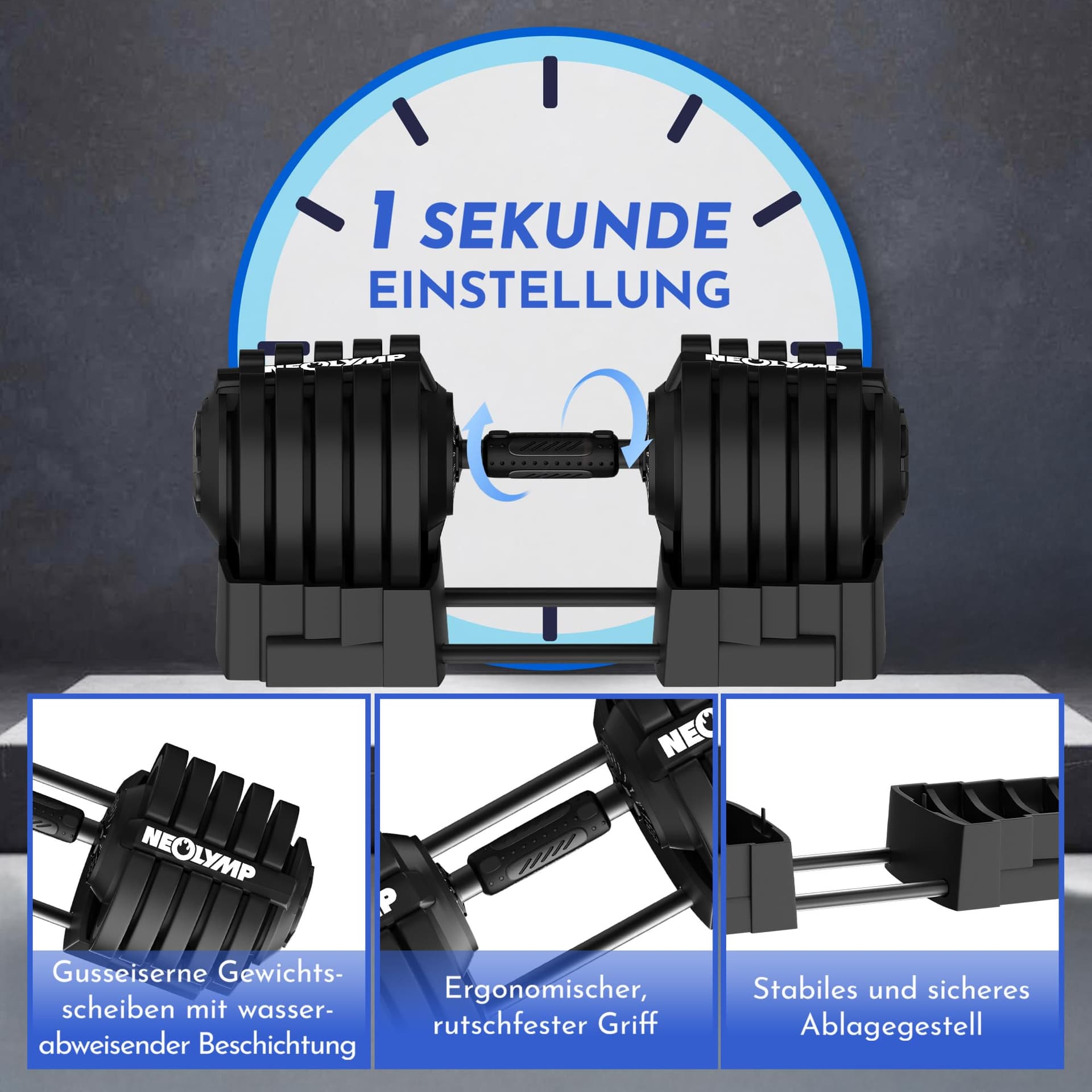 NEOLYMP 2er Set Kurzhantel verstellbar (2-40 kg – Bild 5