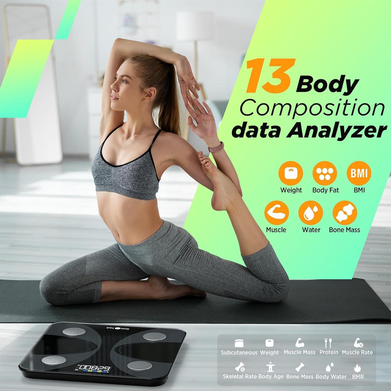 runstar Körperfettwaage, Waage Personen mit Großem Display 180 kg – Bild 5